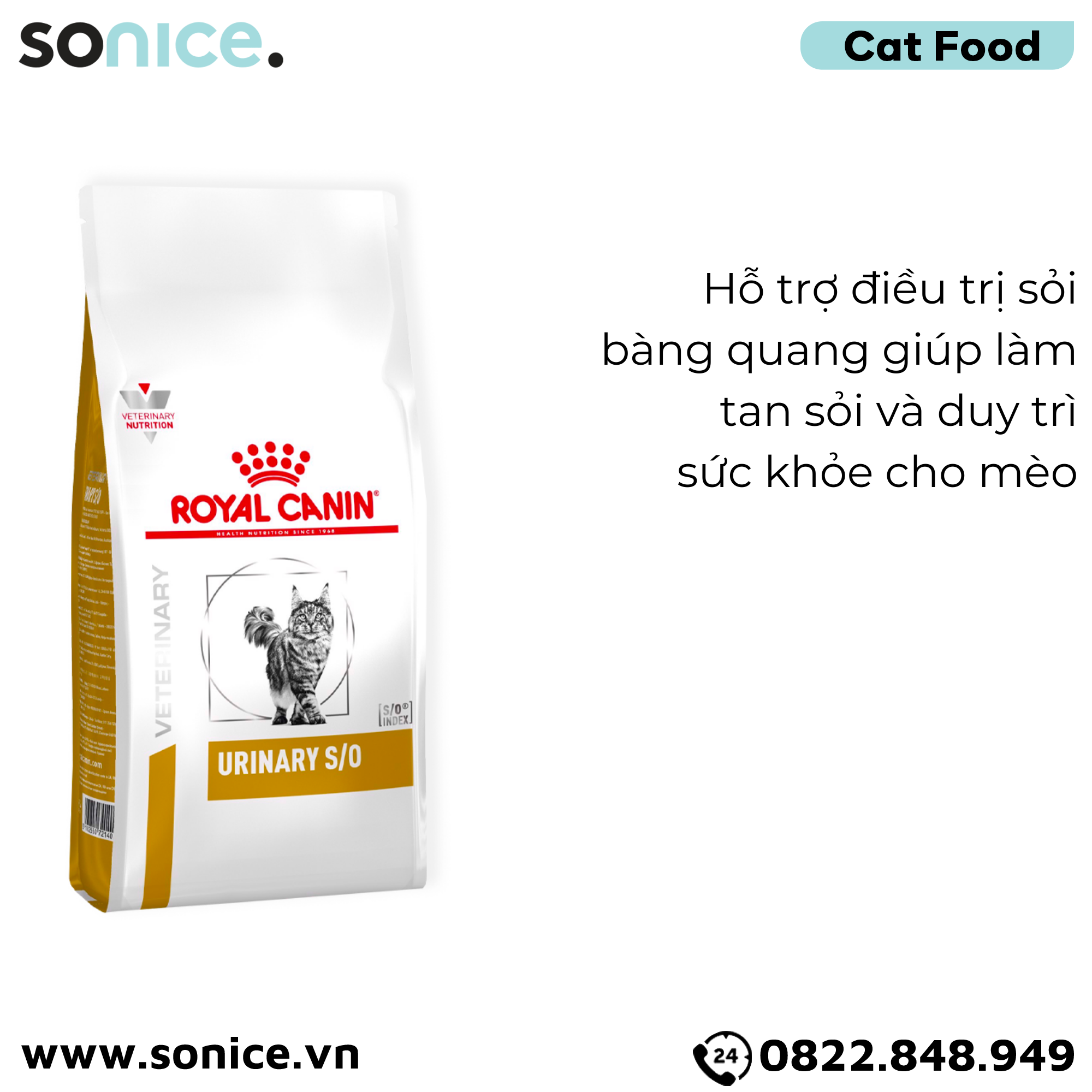 Thức ăn mèo Royal Canin Urinary S/O Feline 1.5kg - Hỗ trợ trị sỏi bàng quang SONICE.