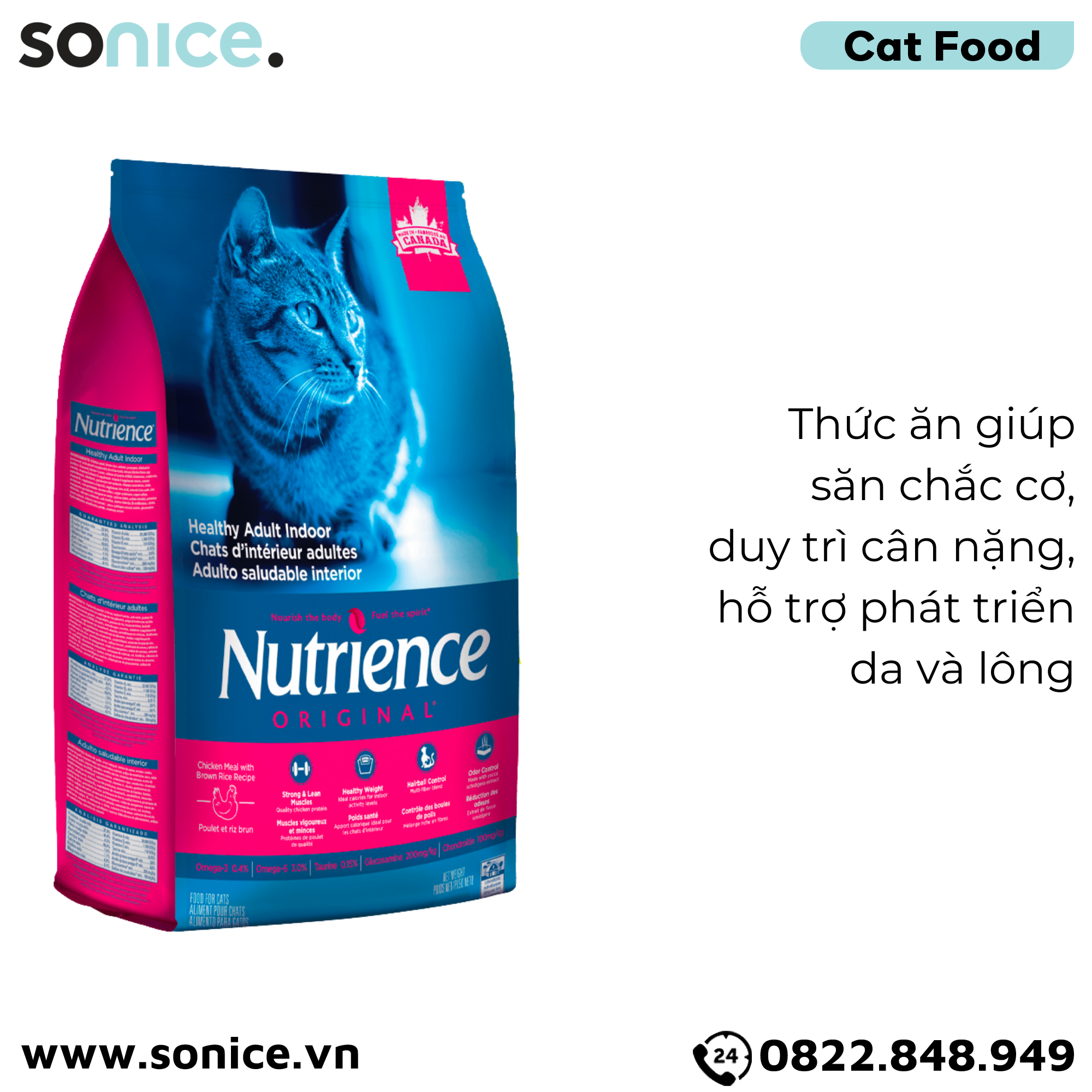 Thức ăn mèo Nutrience Original Adult thịt gà rau củ 10kg - Mèo lớn SONICE.