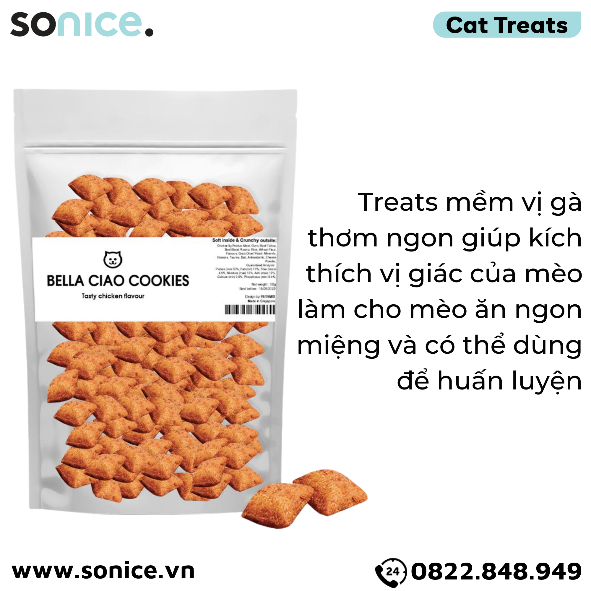 Treats mèo Bella Ciao Cookies Chicken 50g SONICE.
