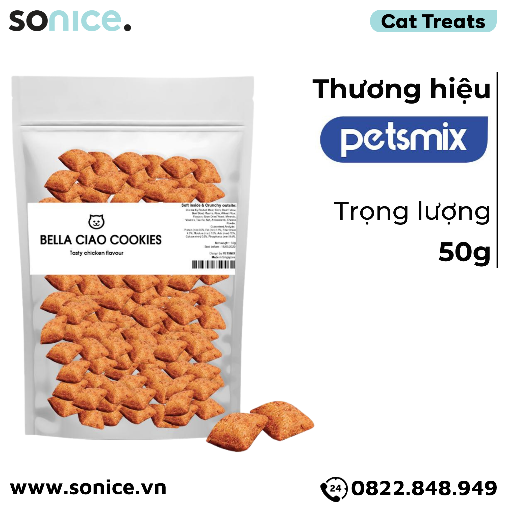 Treats mèo Bella Ciao Cookies Chicken 50g SONICE.