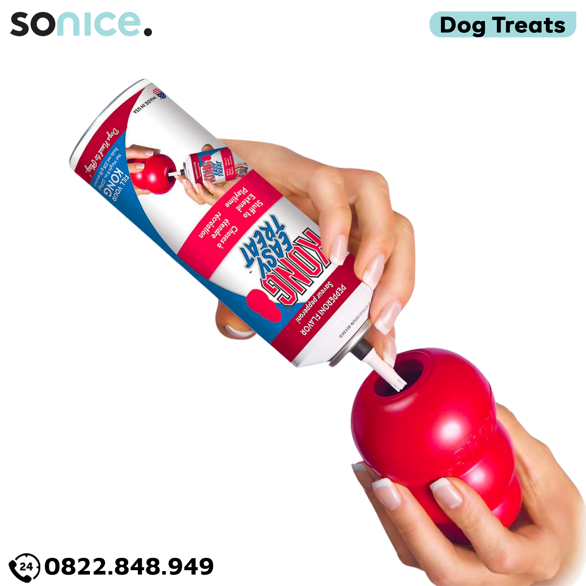 Treats Kong Stuff Easy Pepperoni 226g - dạng gel vị xúc xích hun khói, kết hợp cùng đồ chơi KONG SONICE.