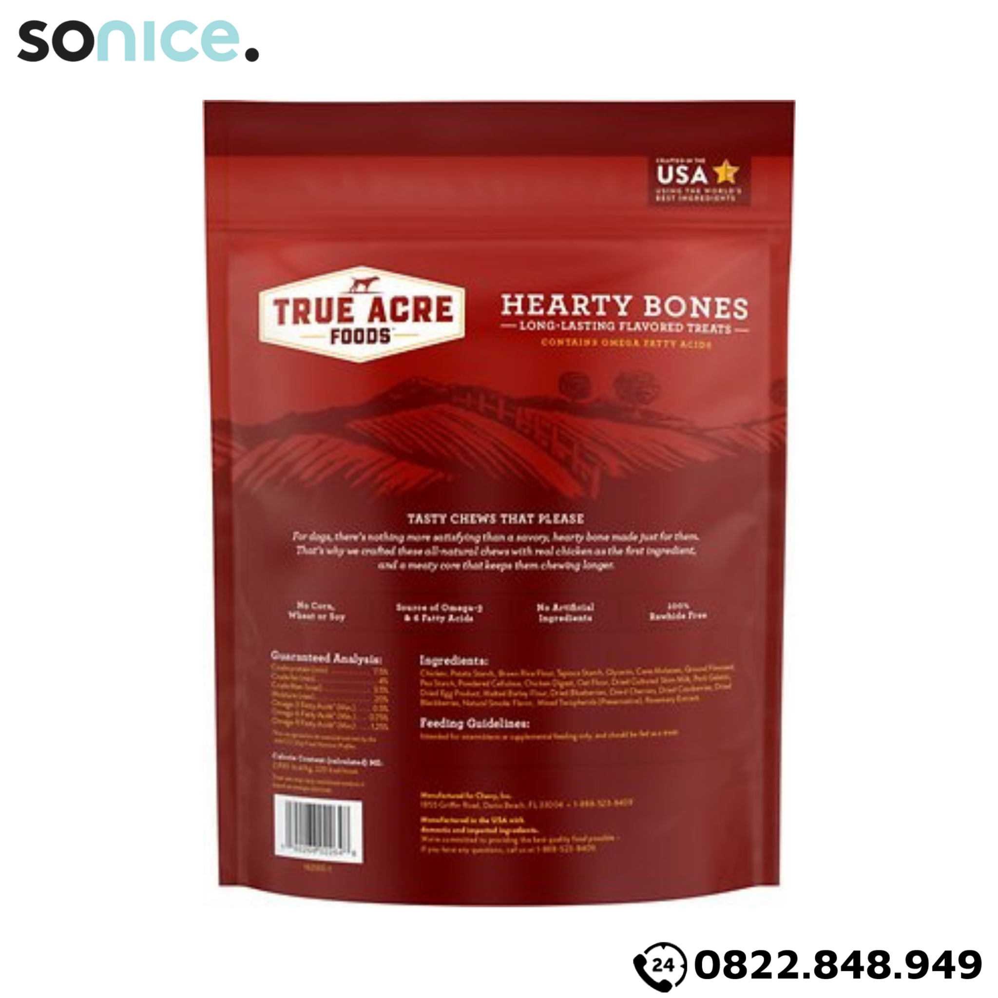 Treats TRUE ACRE Hearty Bones Chicken Flavor Hard Chew 454g - Thị gà, bổ sung Omega-3 SONICE.