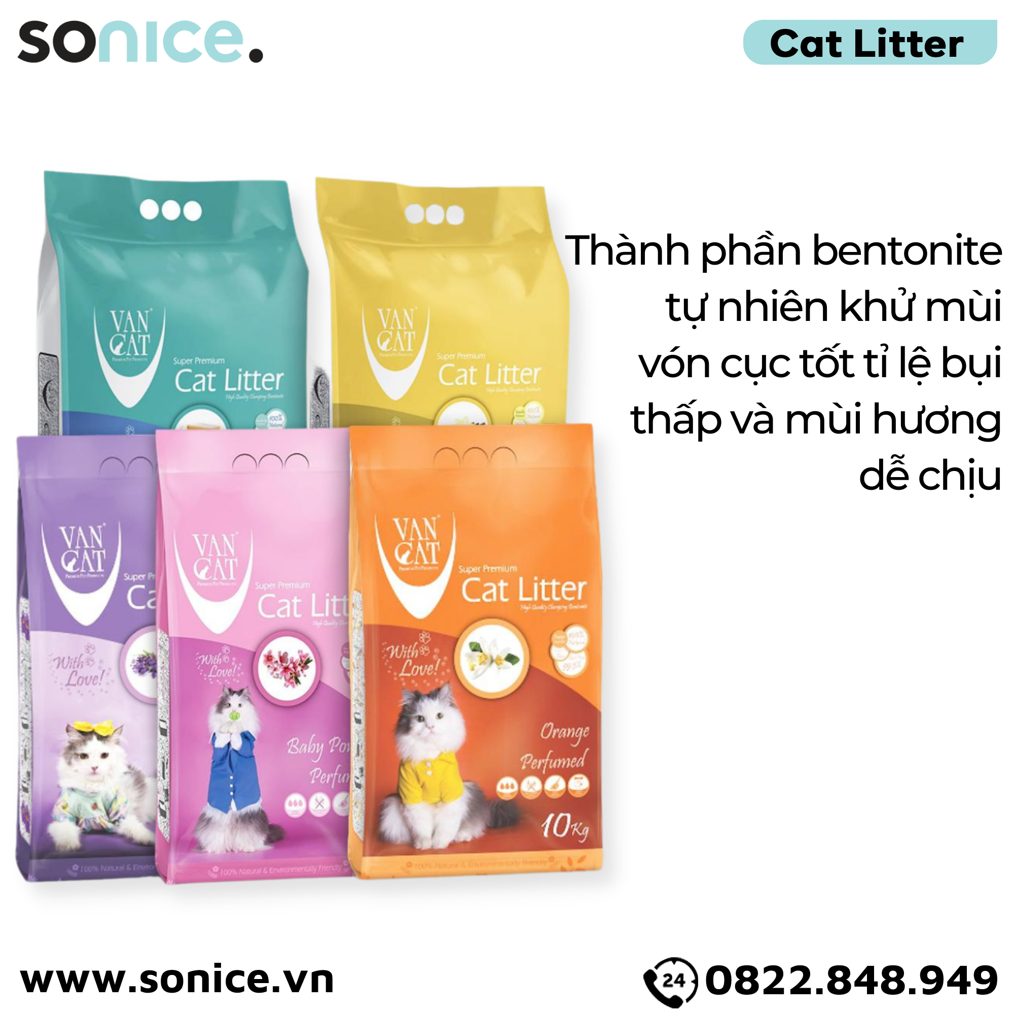  Cát vệ sinh mèo VANs Catsand Super Premium Litter 10kg SONICE. 