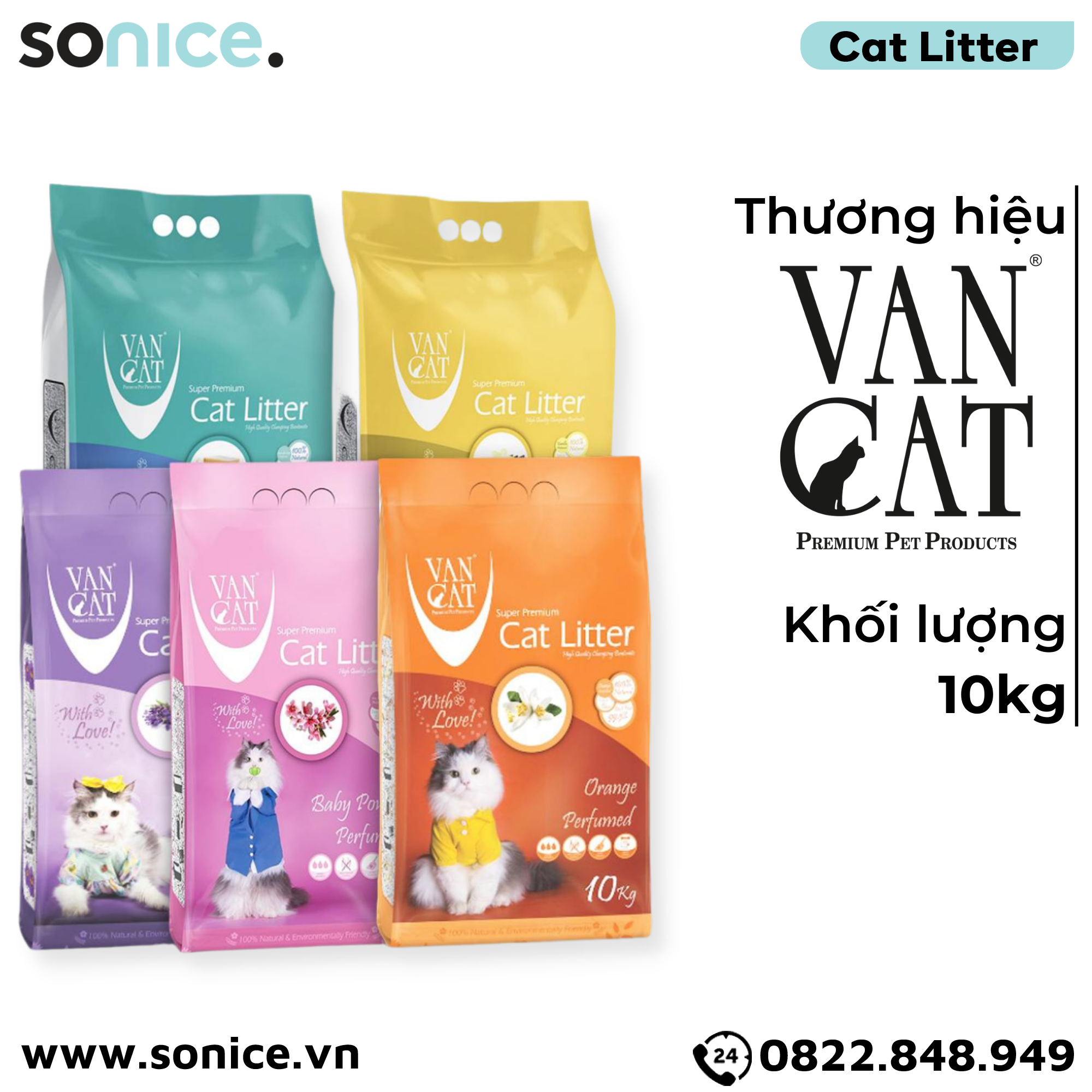  Cát vệ sinh mèo VANs Catsand Super Premium Litter 10kg SONICE. 