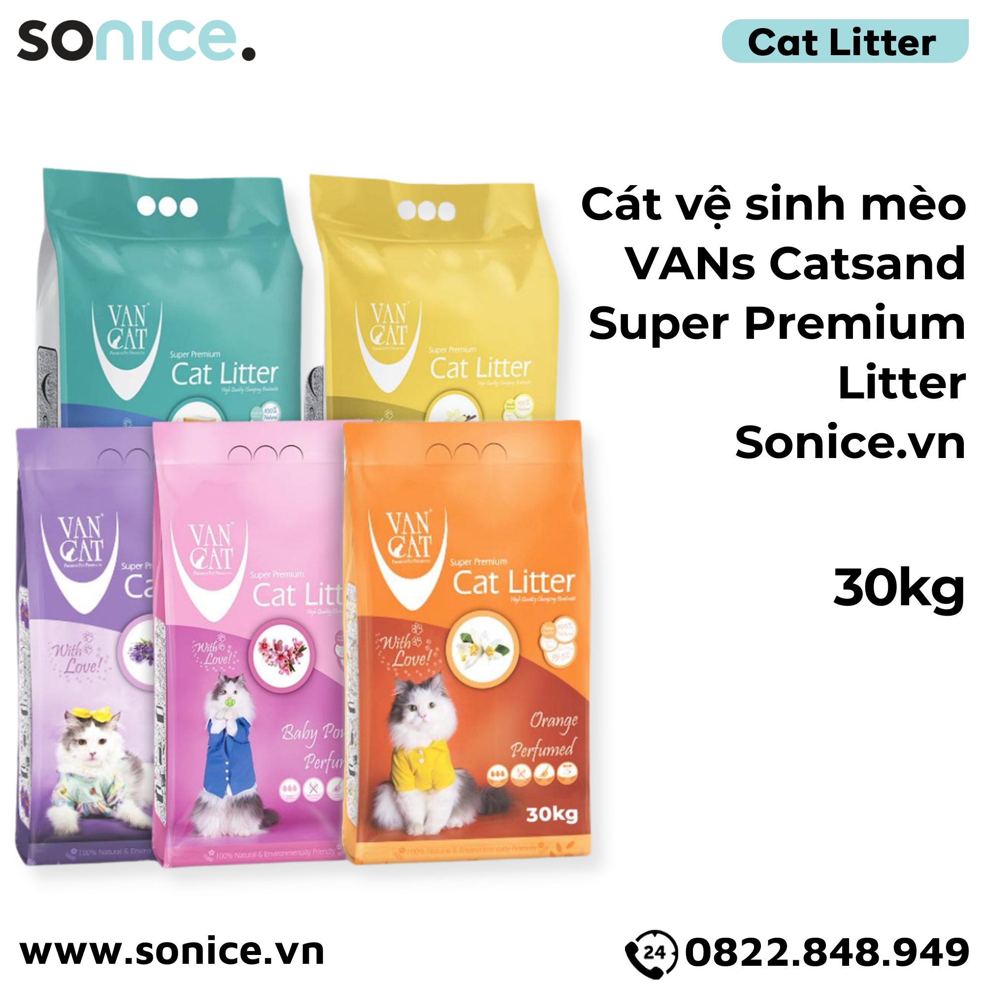 Cát vệ sinh mèo VANs Catsand Super Premium Litter 30kg SONICE.