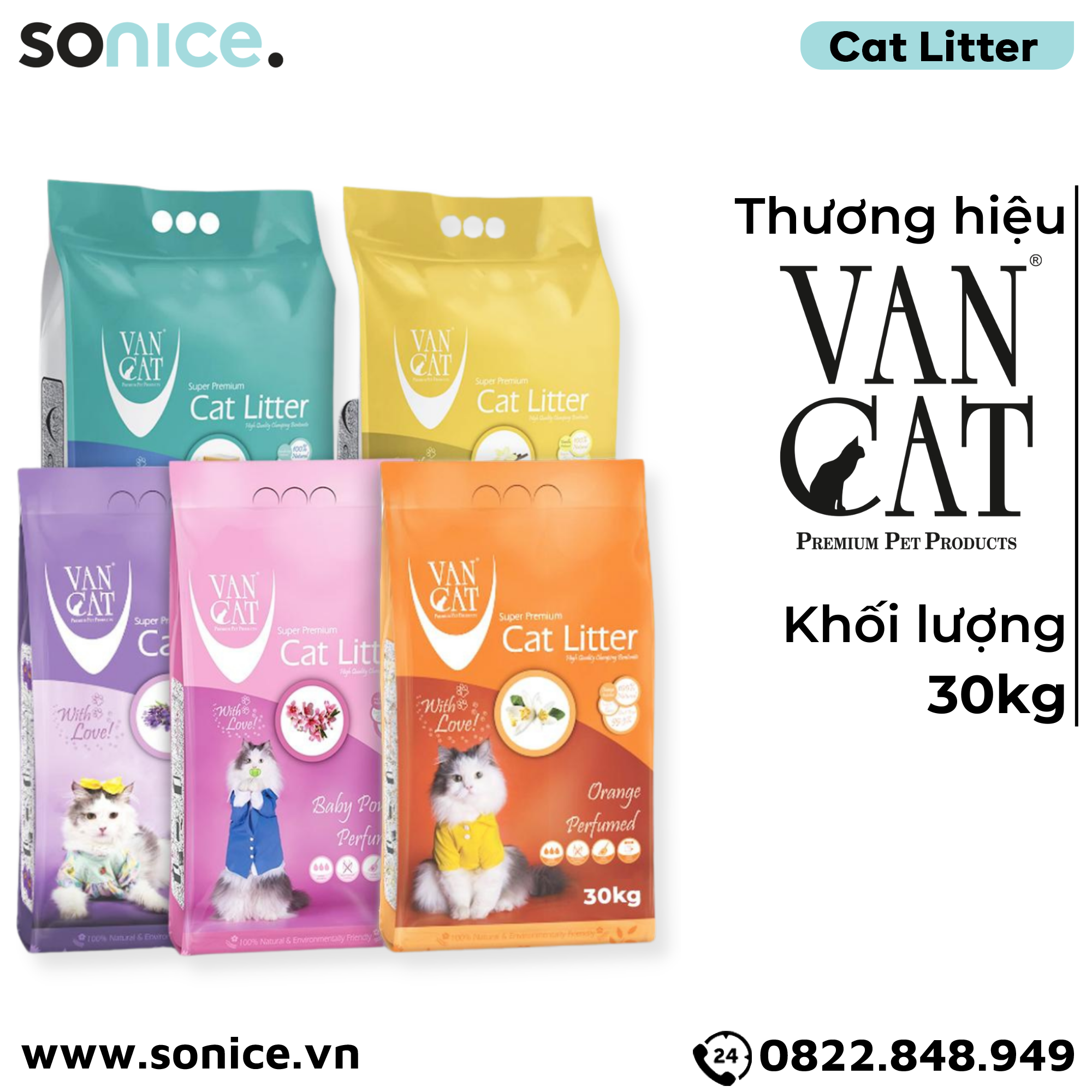 Cát vệ sinh mèo VANs Catsand Super Premium Litter 30kg SONICE.
