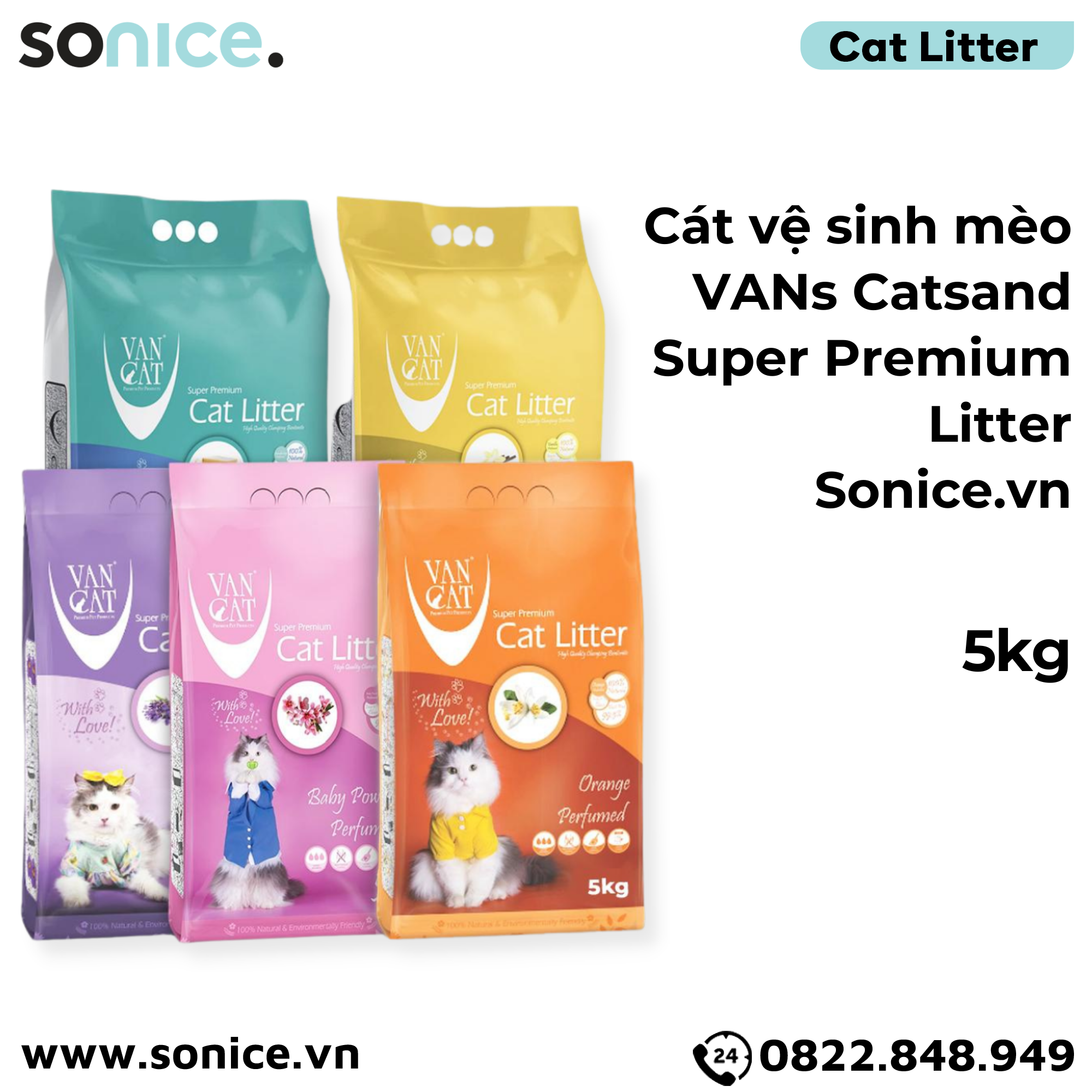 Cát vệ sinh mèo VANs Catsand Super Premium Litter 5kg SONICE.