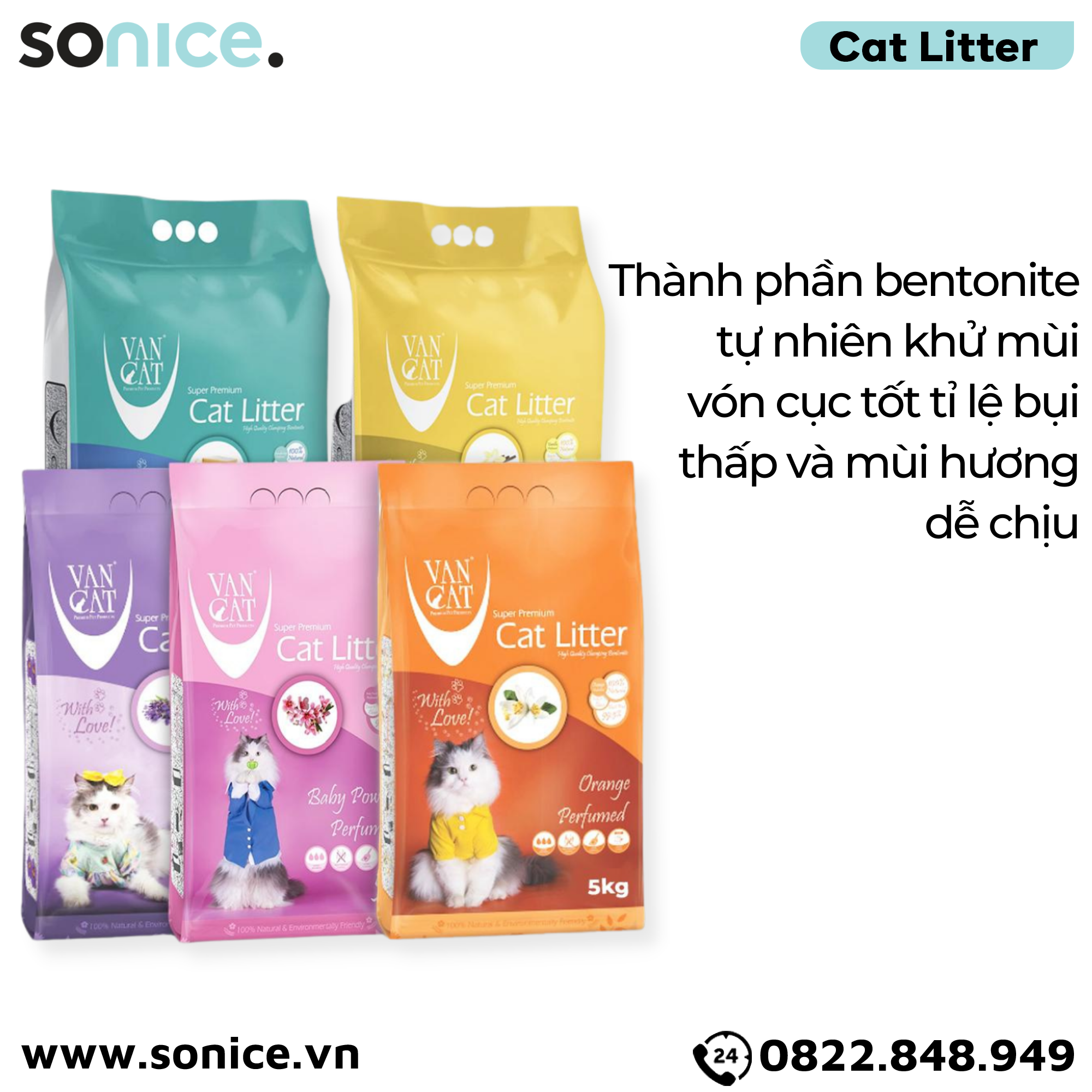  Cát vệ sinh mèo VANs Catsand Super Premium Litter 5kg SONICE. 