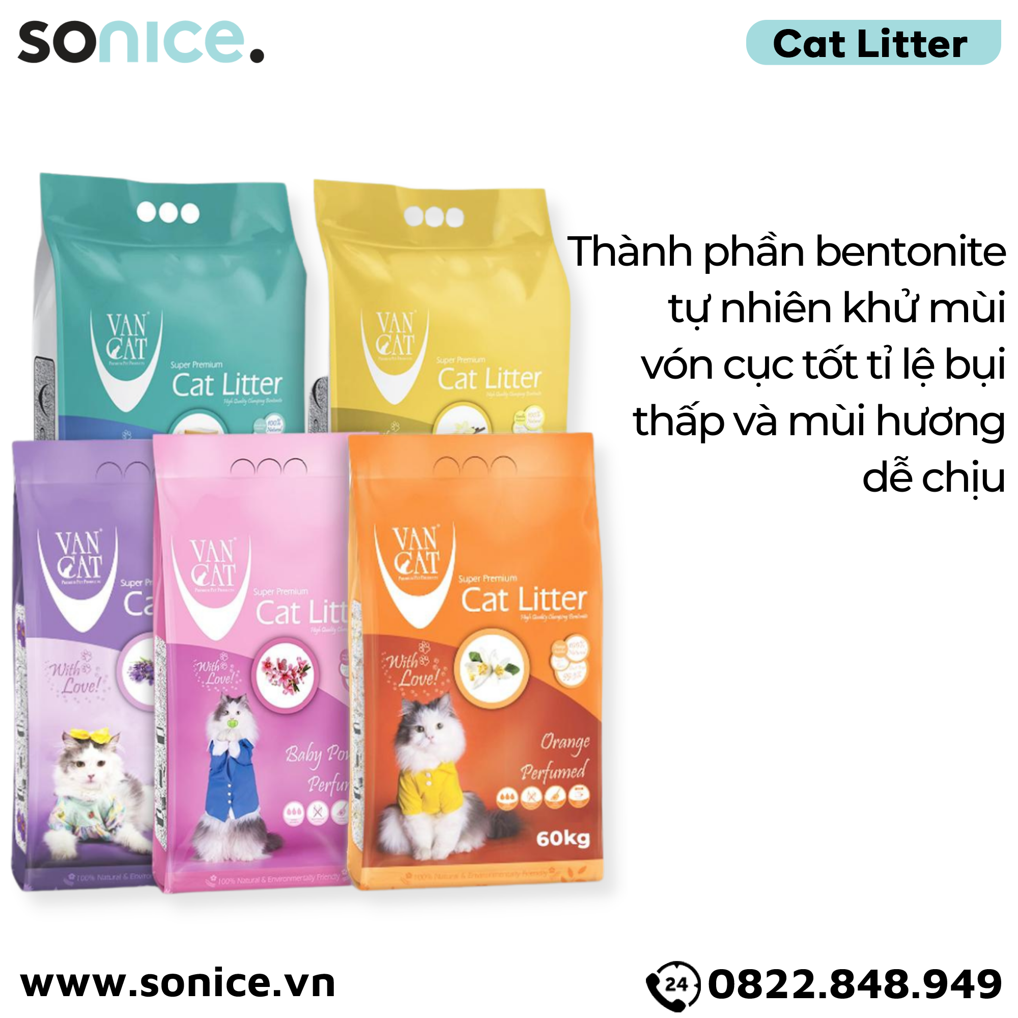 Cát vệ sinh mèo VANs Catsand Super Premium Litter 60kg SONICE.