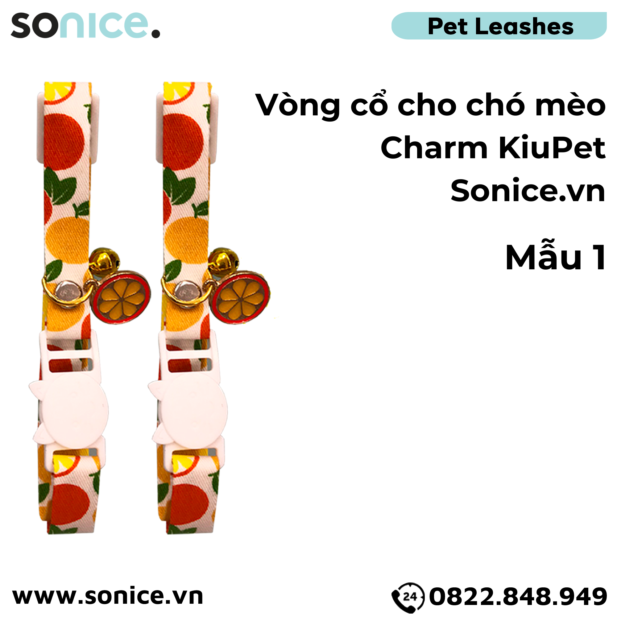  Vòng cổ cho chó mèo có charm KiuPet - dưới 5kg SONICE. 