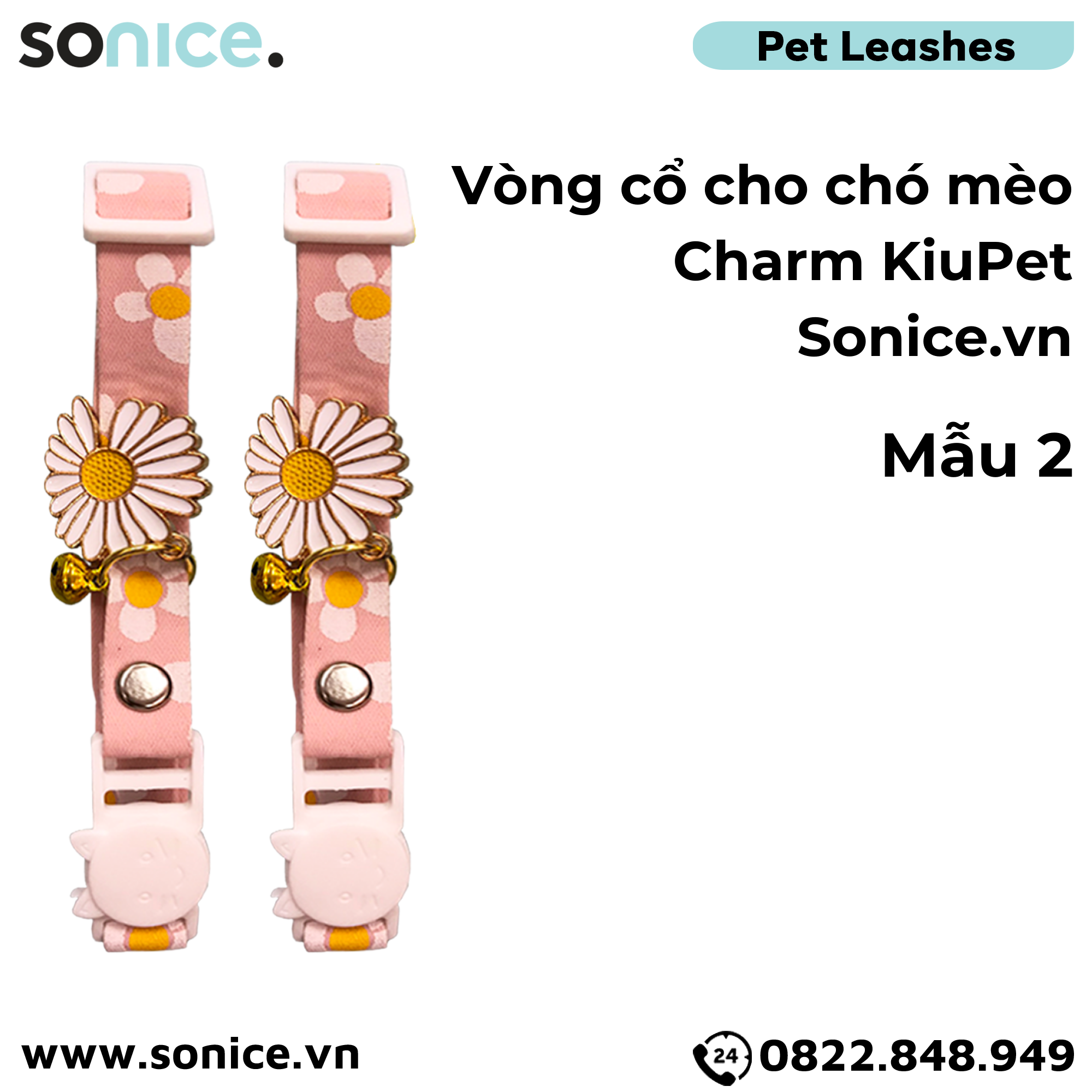 Vòng cổ cho chó mèo có charm KiuPet - dưới 5kg SONICE.