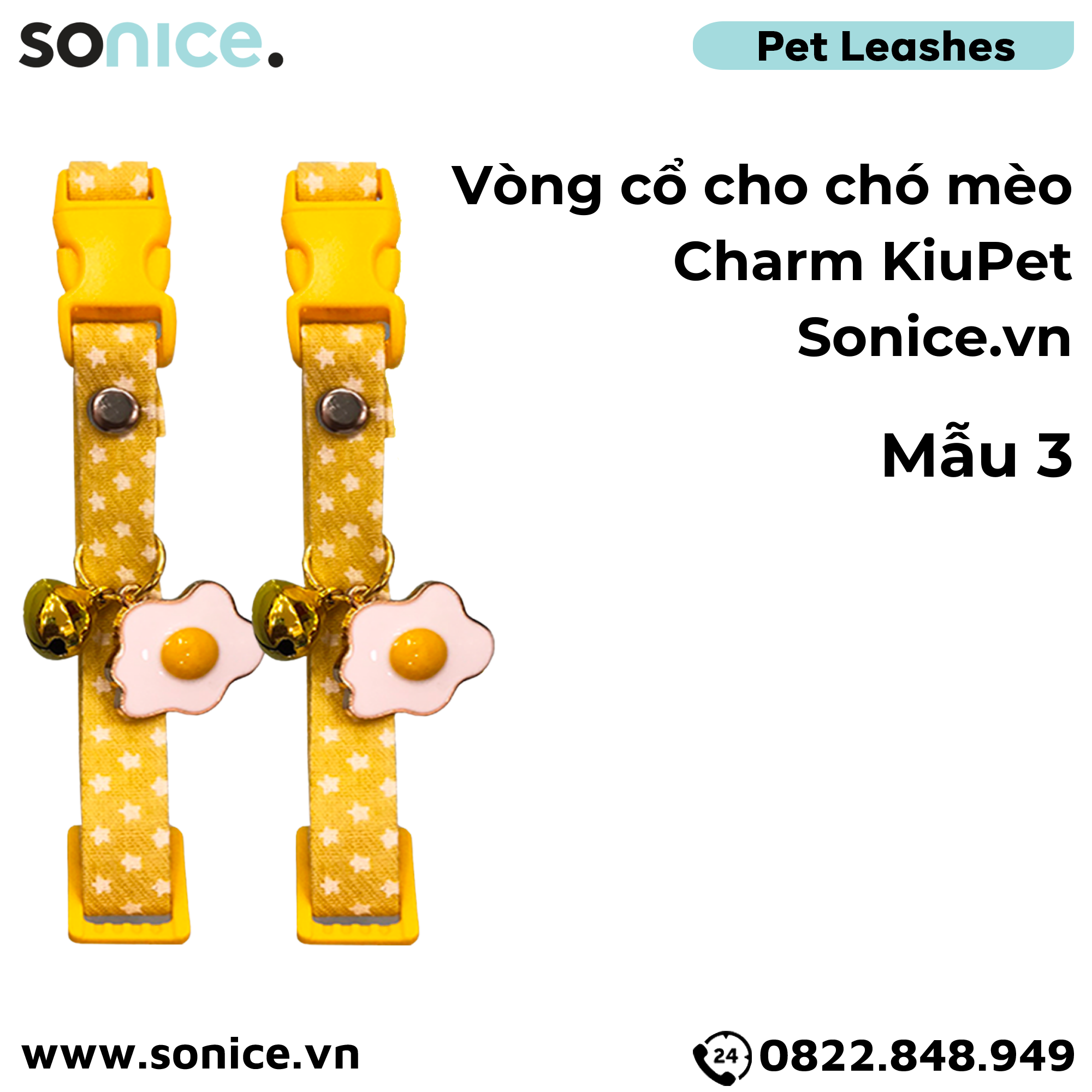 Vòng cổ cho chó mèo có charm KiuPet - dưới 5kg SONICE.