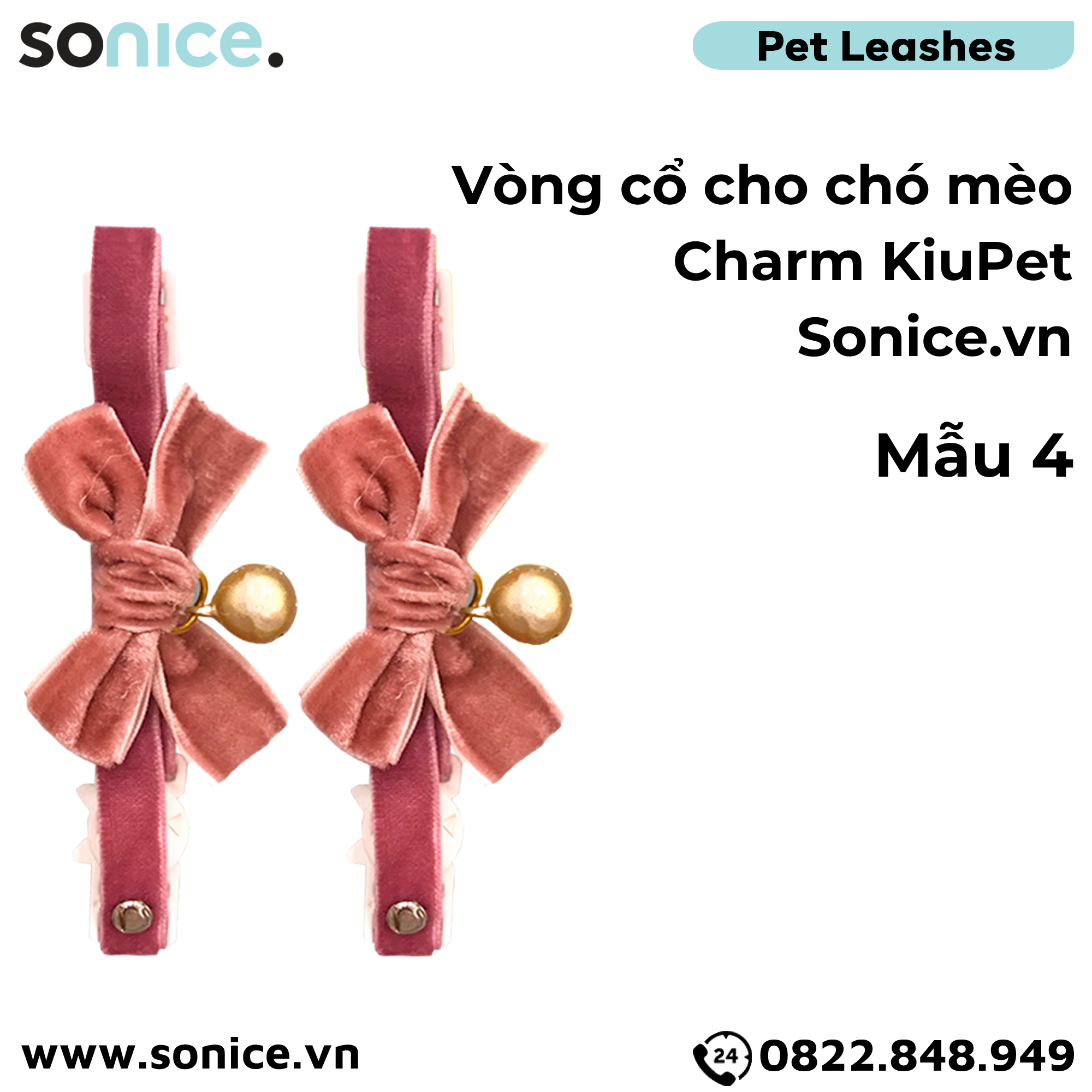 Vòng cổ cho chó mèo có charm KiuPet - dưới 5kg SONICE.