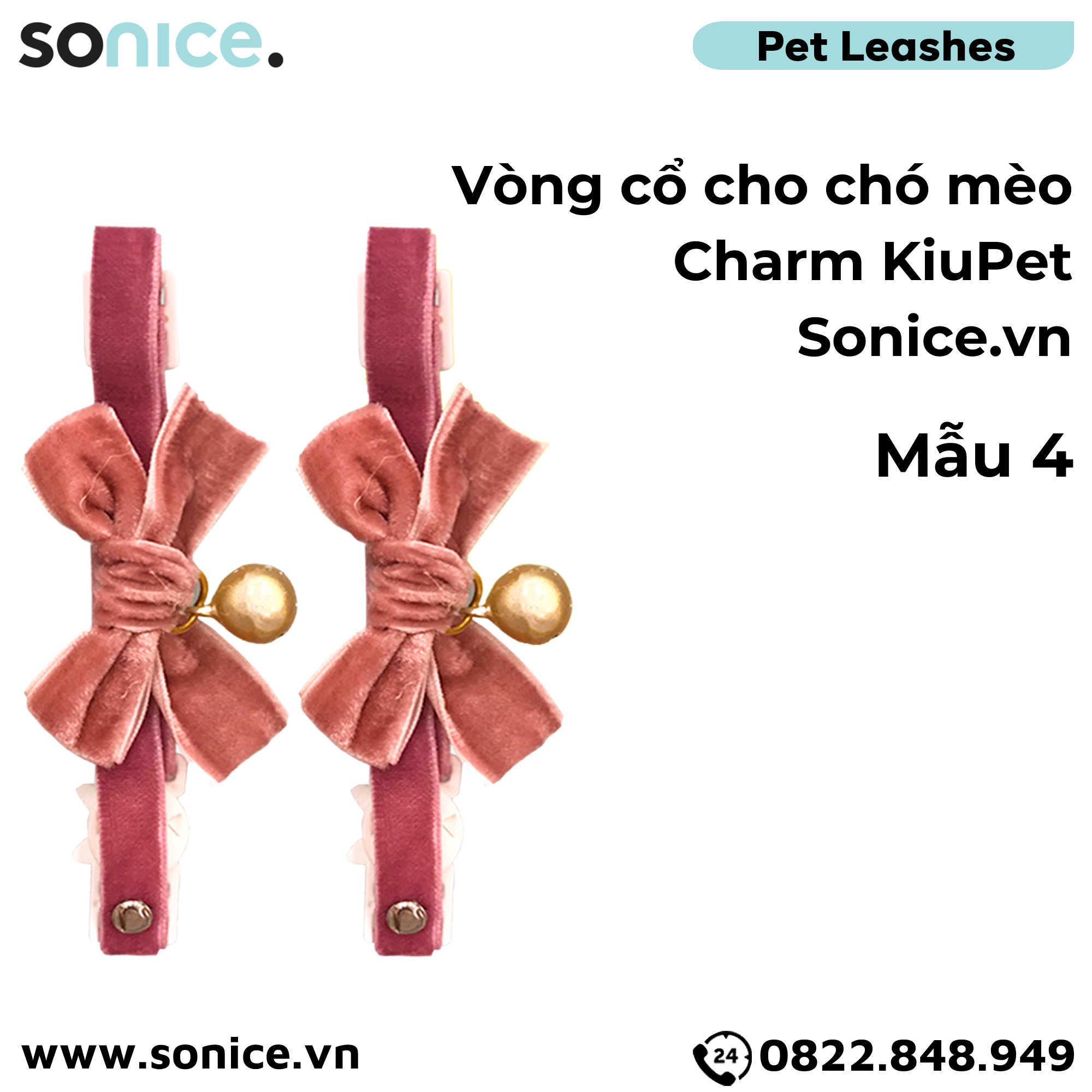  Vòng cổ cho chó mèo có charm KiuPet - dưới 5kg SONICE. 