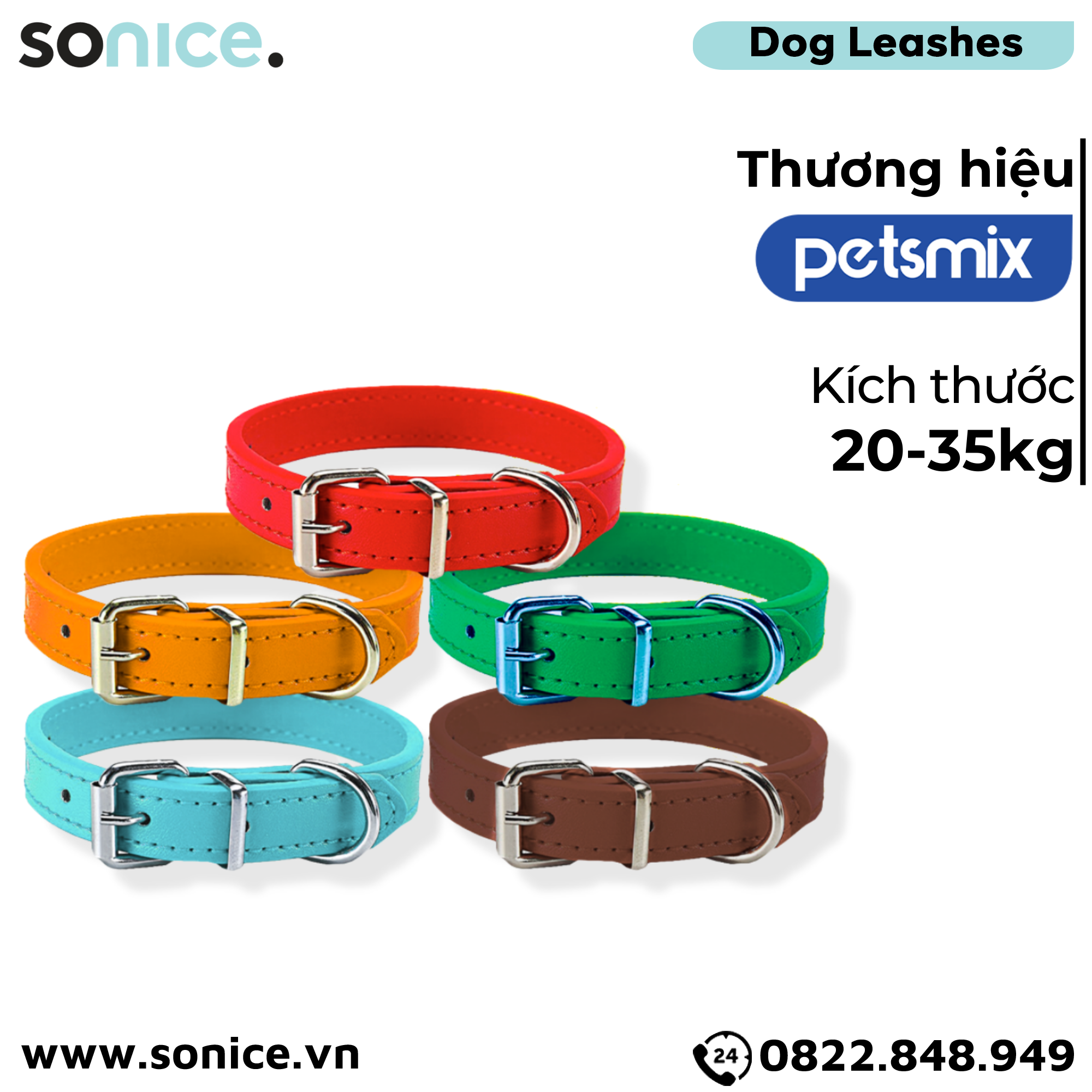  Vòng cổ da Petsmix Leather Collar size 20-35kg SONICE. 