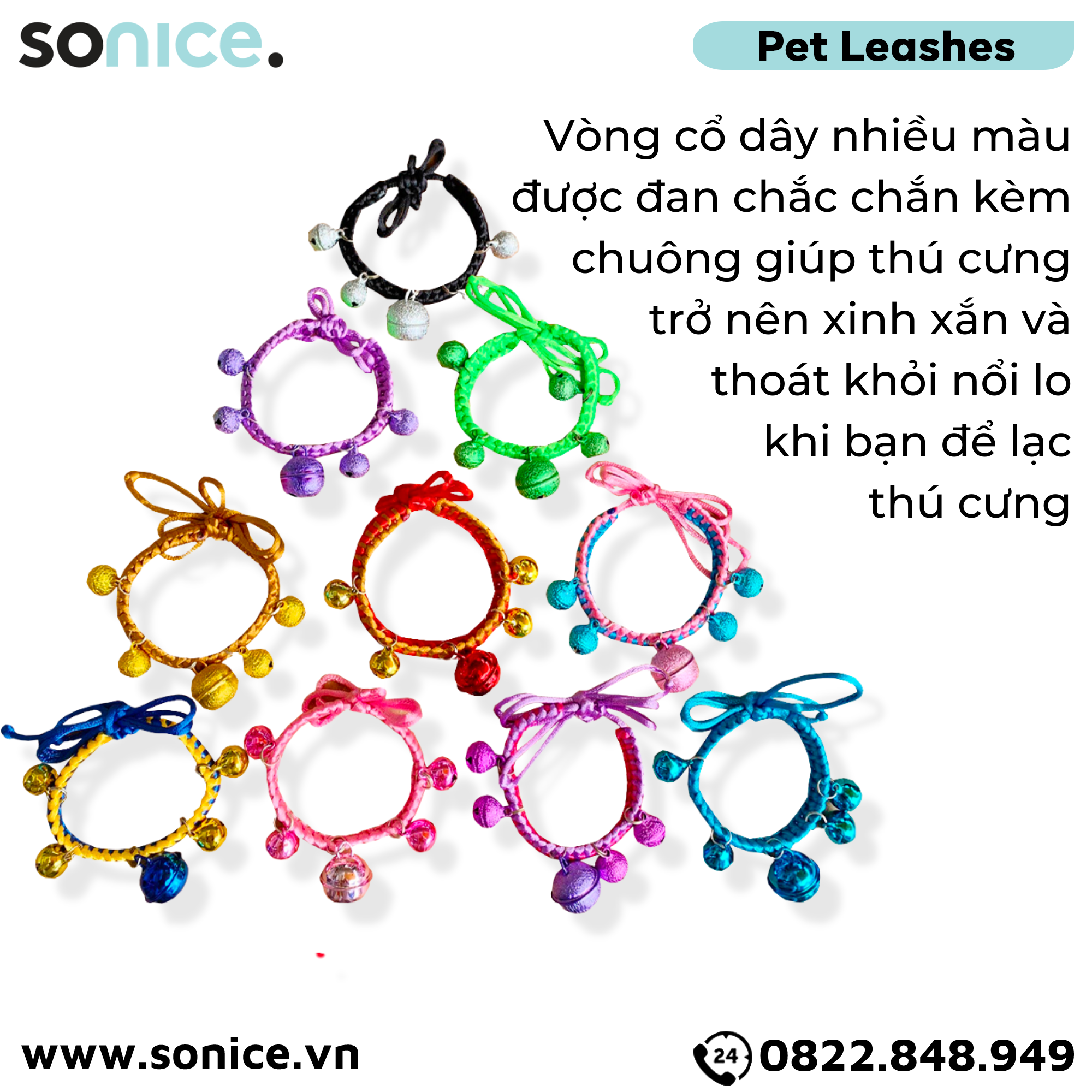 Vòng cổ lắc chuông SONICE Colour Mix - Dành cho chó mèo SONICE.