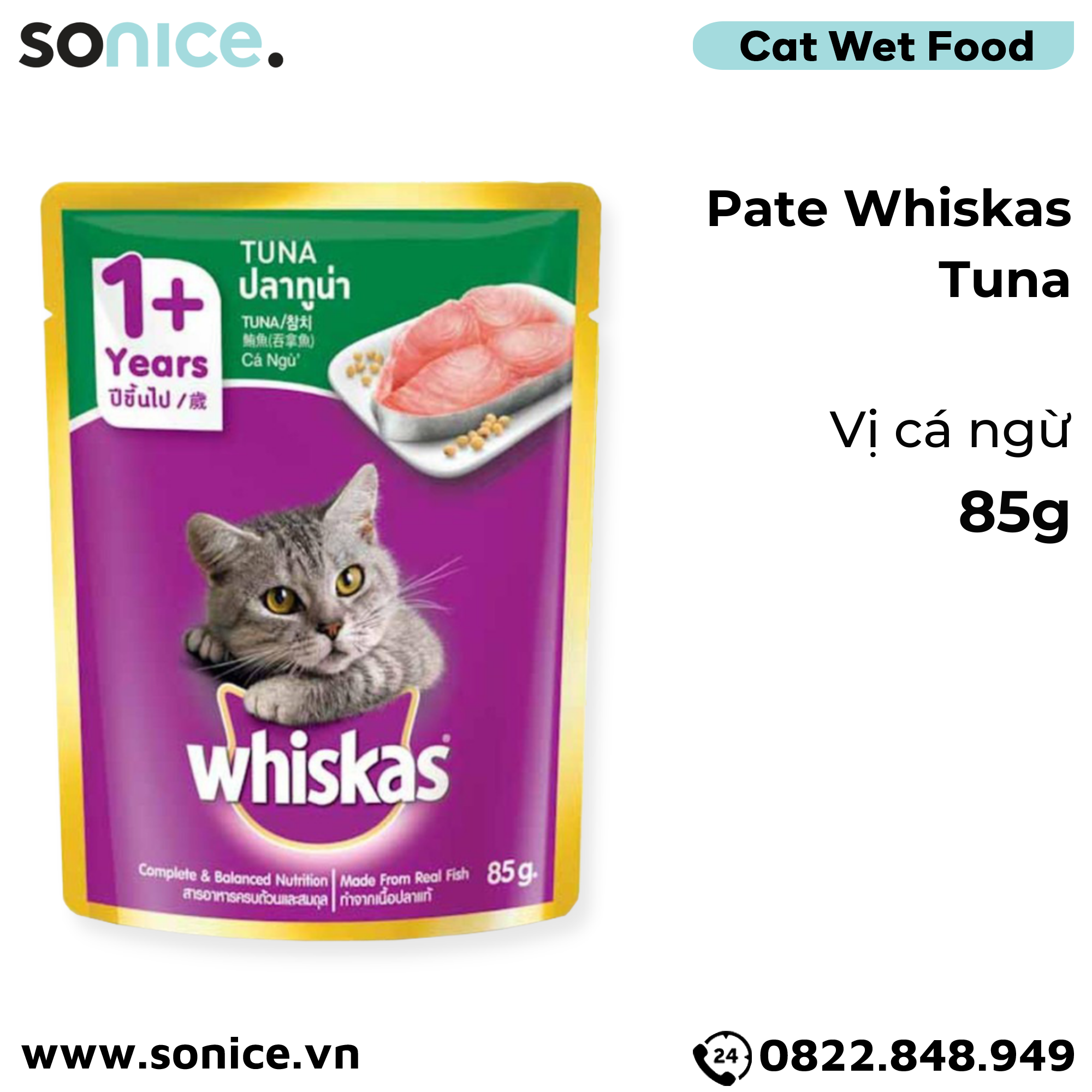 Combo pate mèo WHISKAS - 48 gói SONICE.