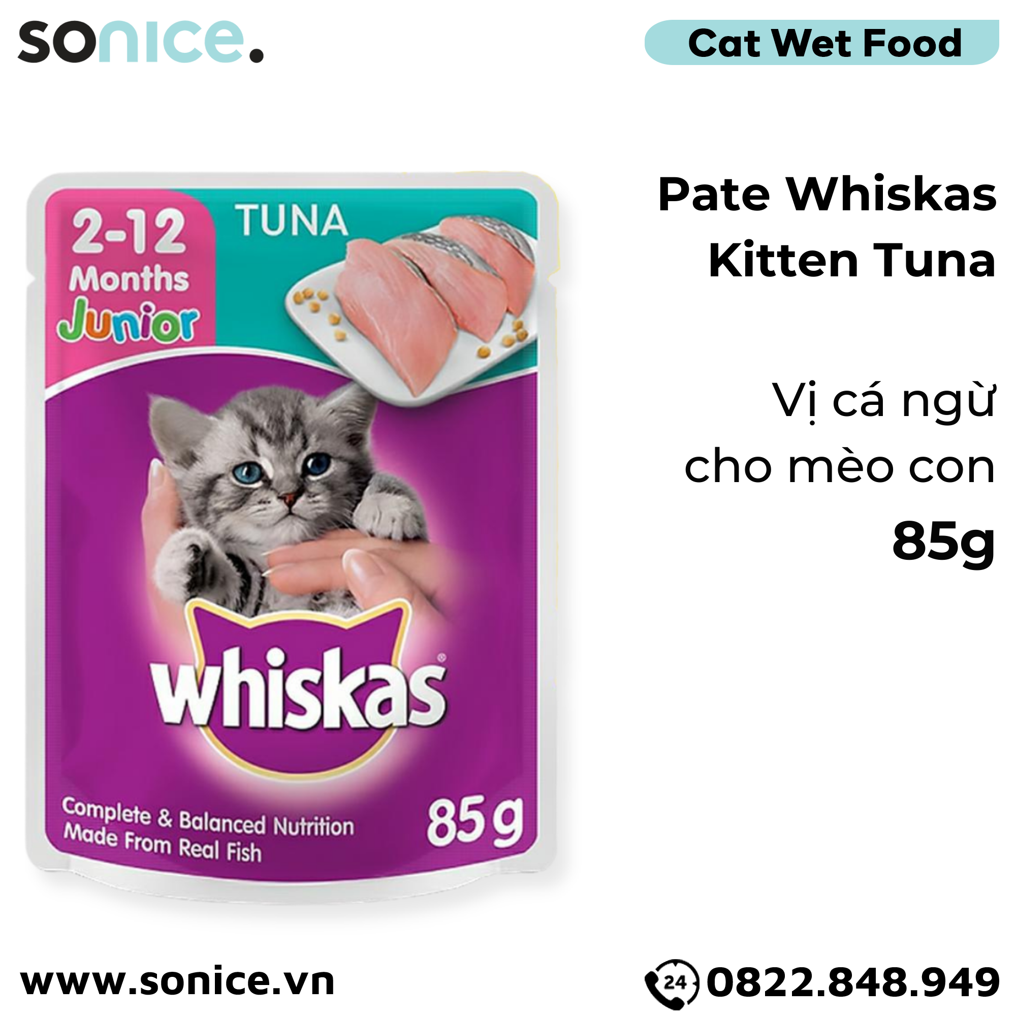 Combo pate mèo WHISKAS - 48 gói SONICE.