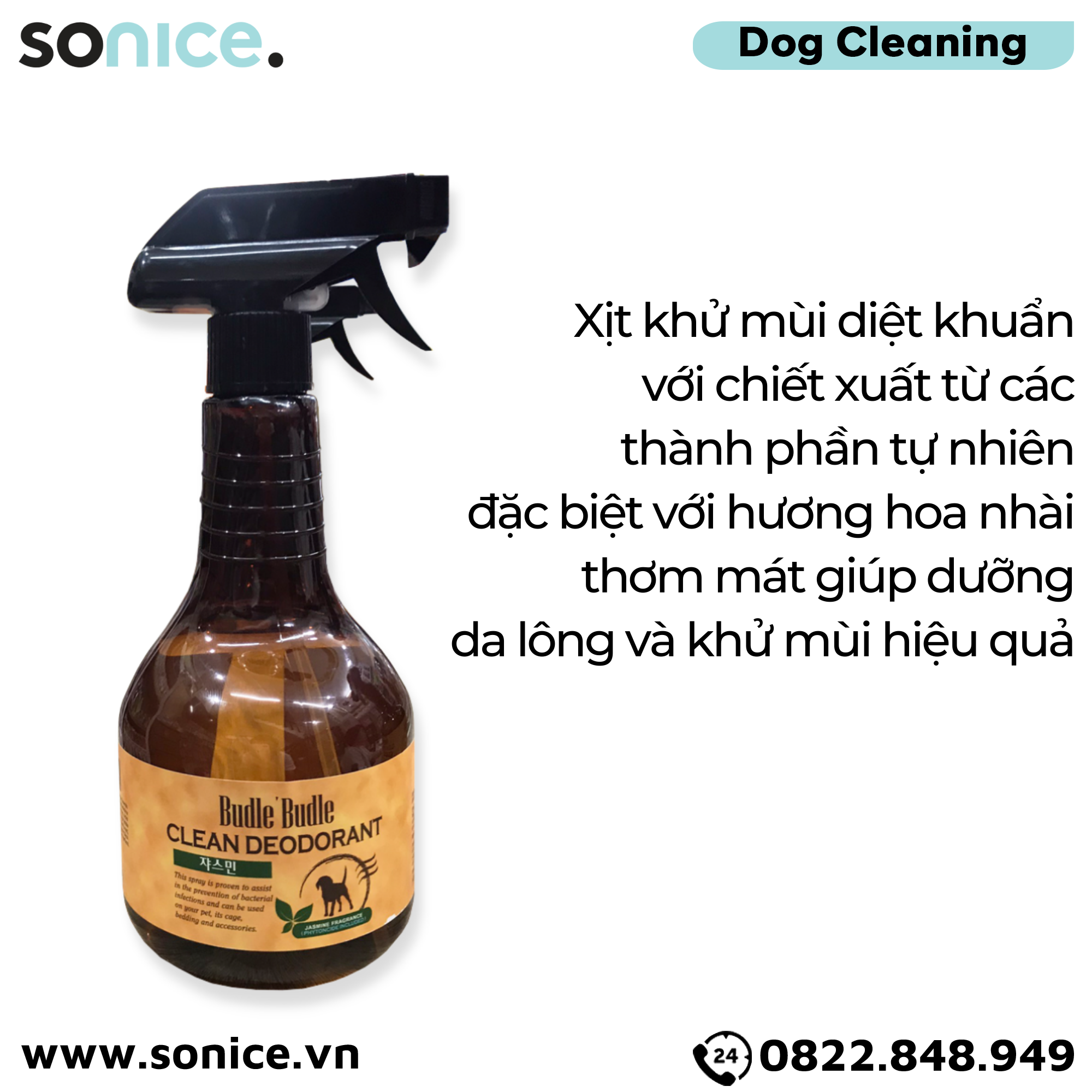 Xịt khử mùi dưỡng lông Budle Clear Deodorant Jasmine 530ml - hoa nhài SONICE.