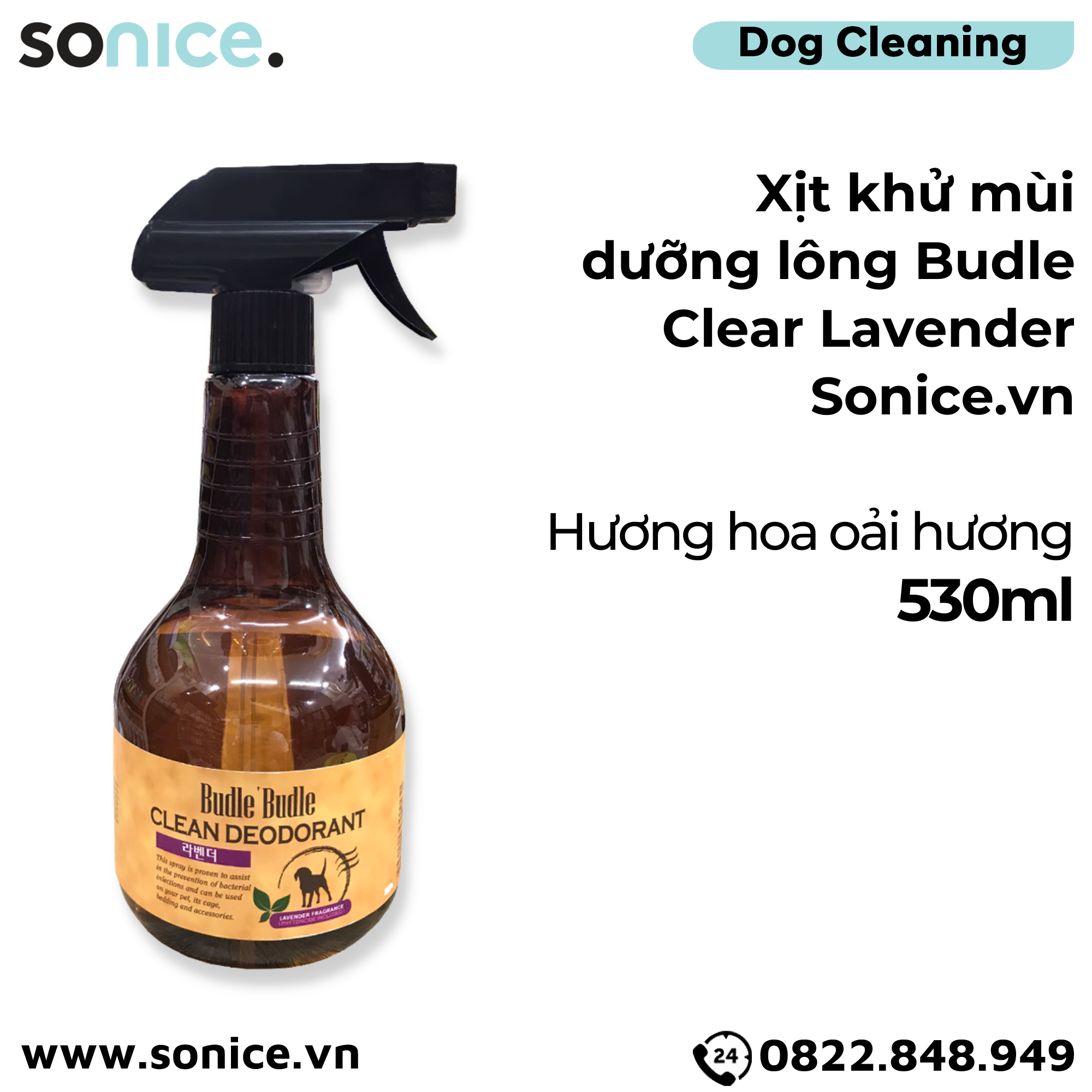 Xịt khử mùi dưỡng lông Budle Clear Lavender 530ml - Oải hương SONICE.