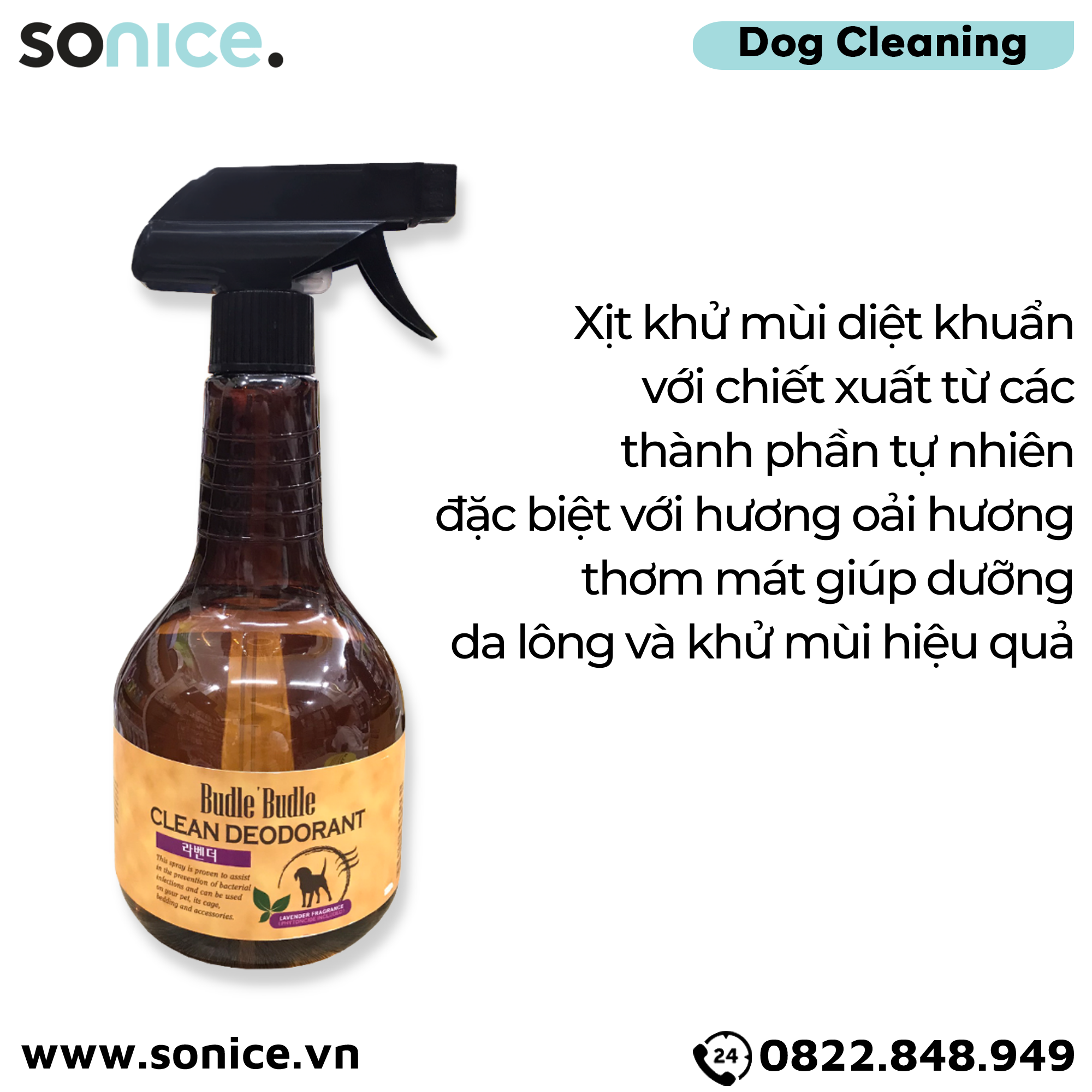 Xịt khử mùi dưỡng lông Budle Clear Lavender 530ml - Oải hương SONICE.