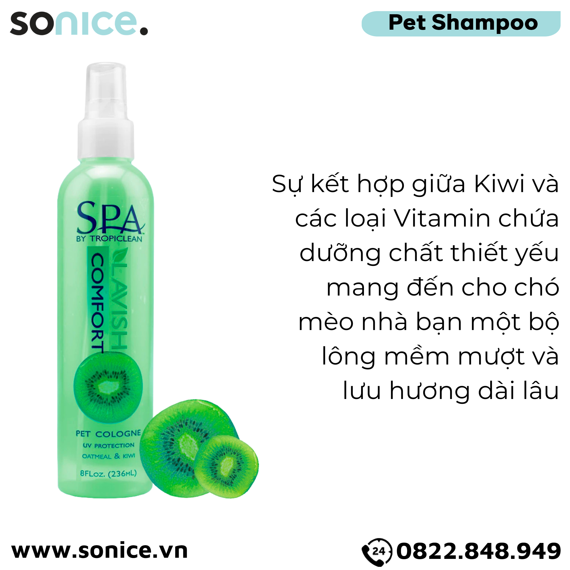 Xịt dưỡng lông Spa Comfort Cologne 236ml - Hương Kiwi SONICE.
