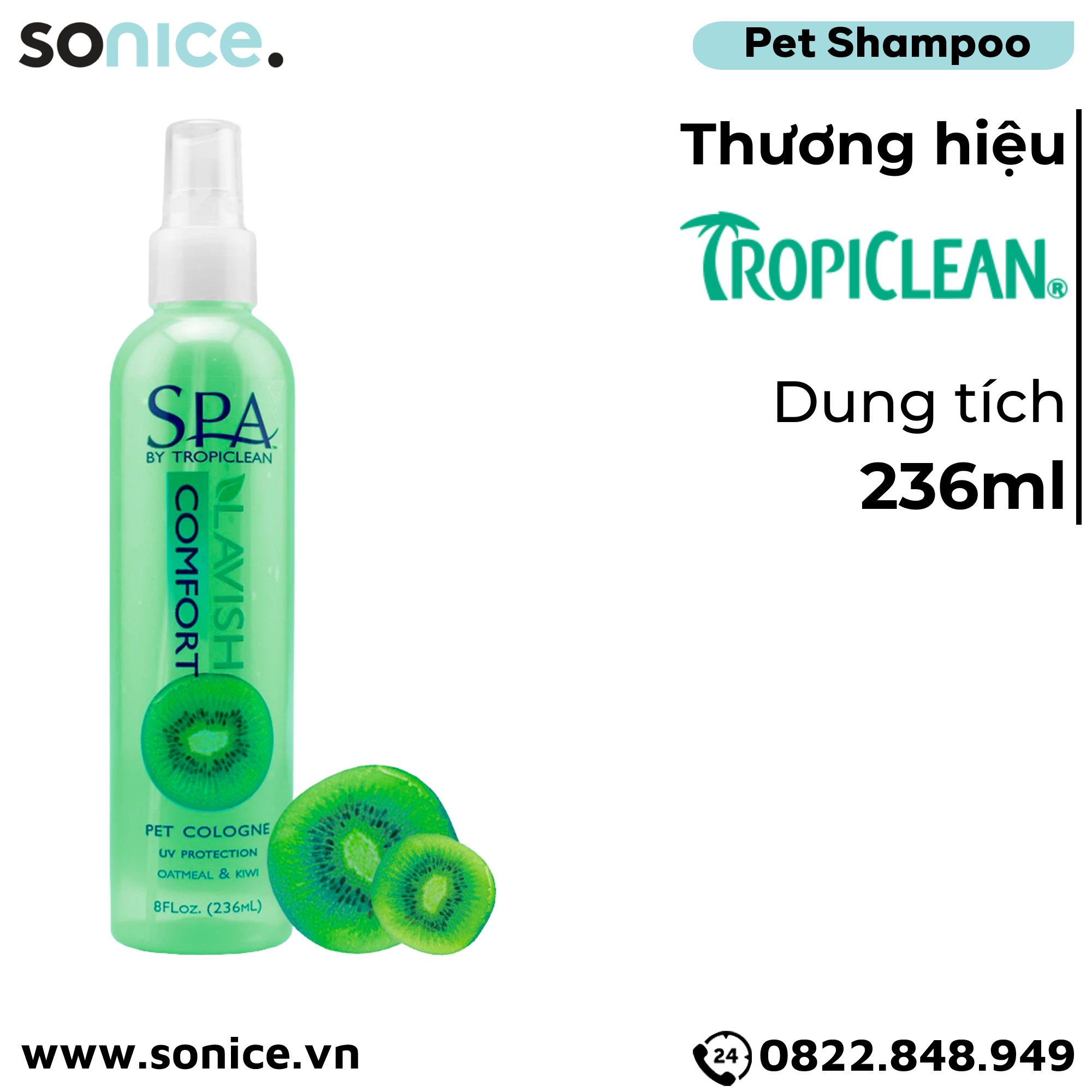 Xịt dưỡng lông Spa Comfort Cologne 236ml - Hương Kiwi SONICE.