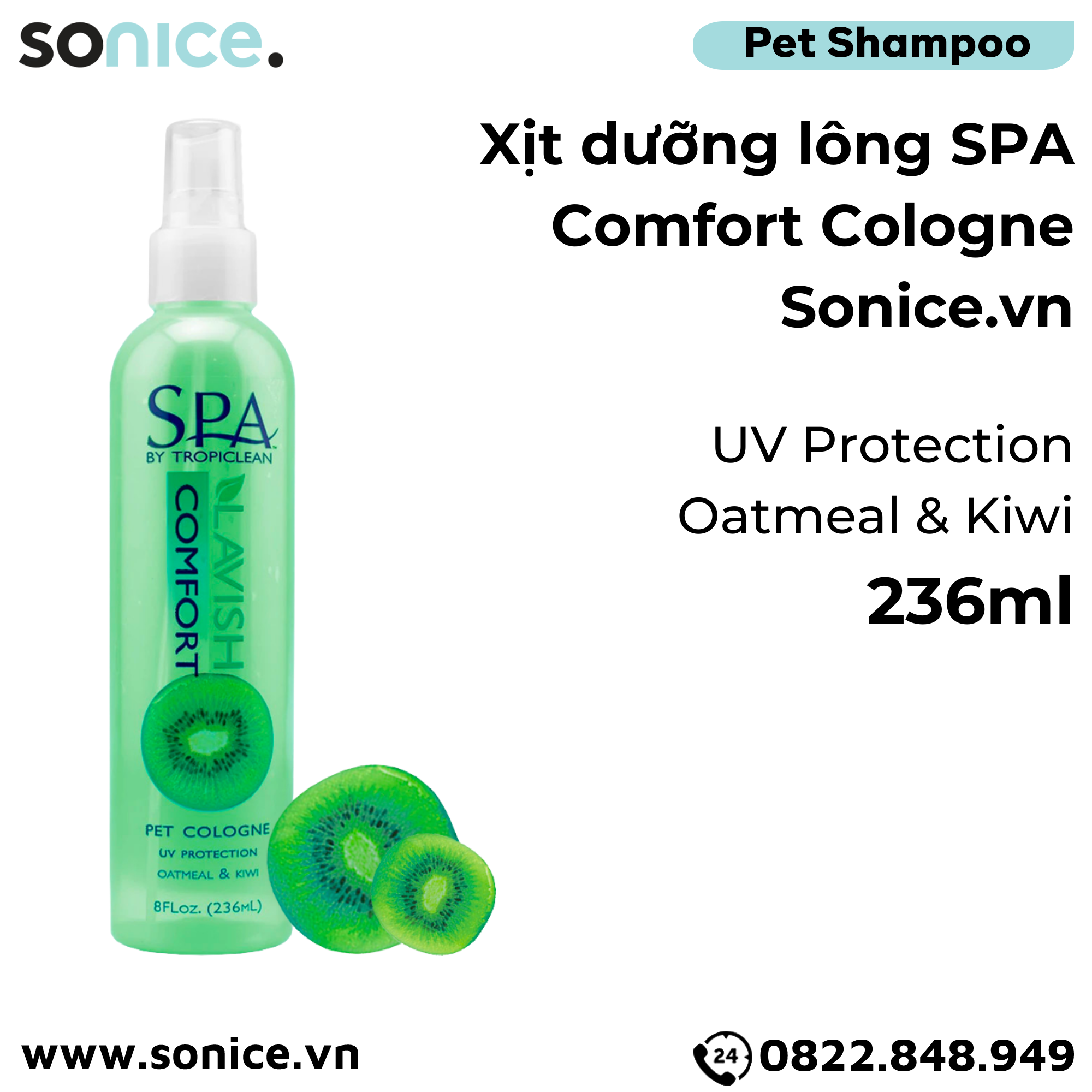 Xịt dưỡng lông Spa Comfort Cologne 236ml - Hương Kiwi SONICE.
