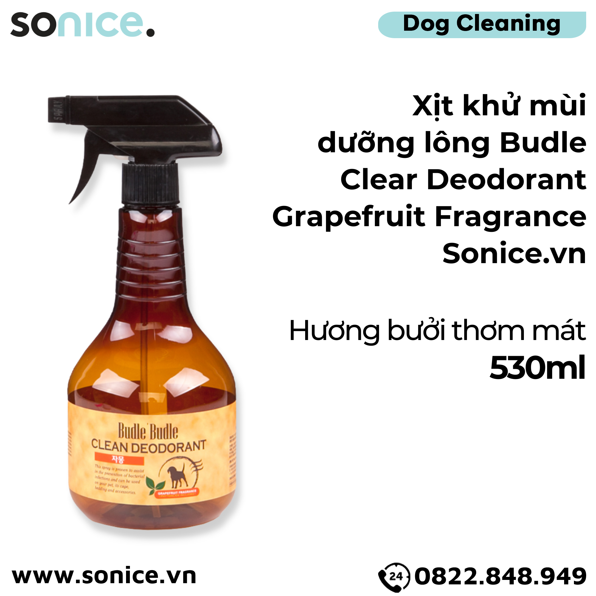 Xịt khử mùi dưỡng lông Budle Clear Deodorant Grapefruit Fragrance 530ml - Hương bưởi thơm mát SONICE.