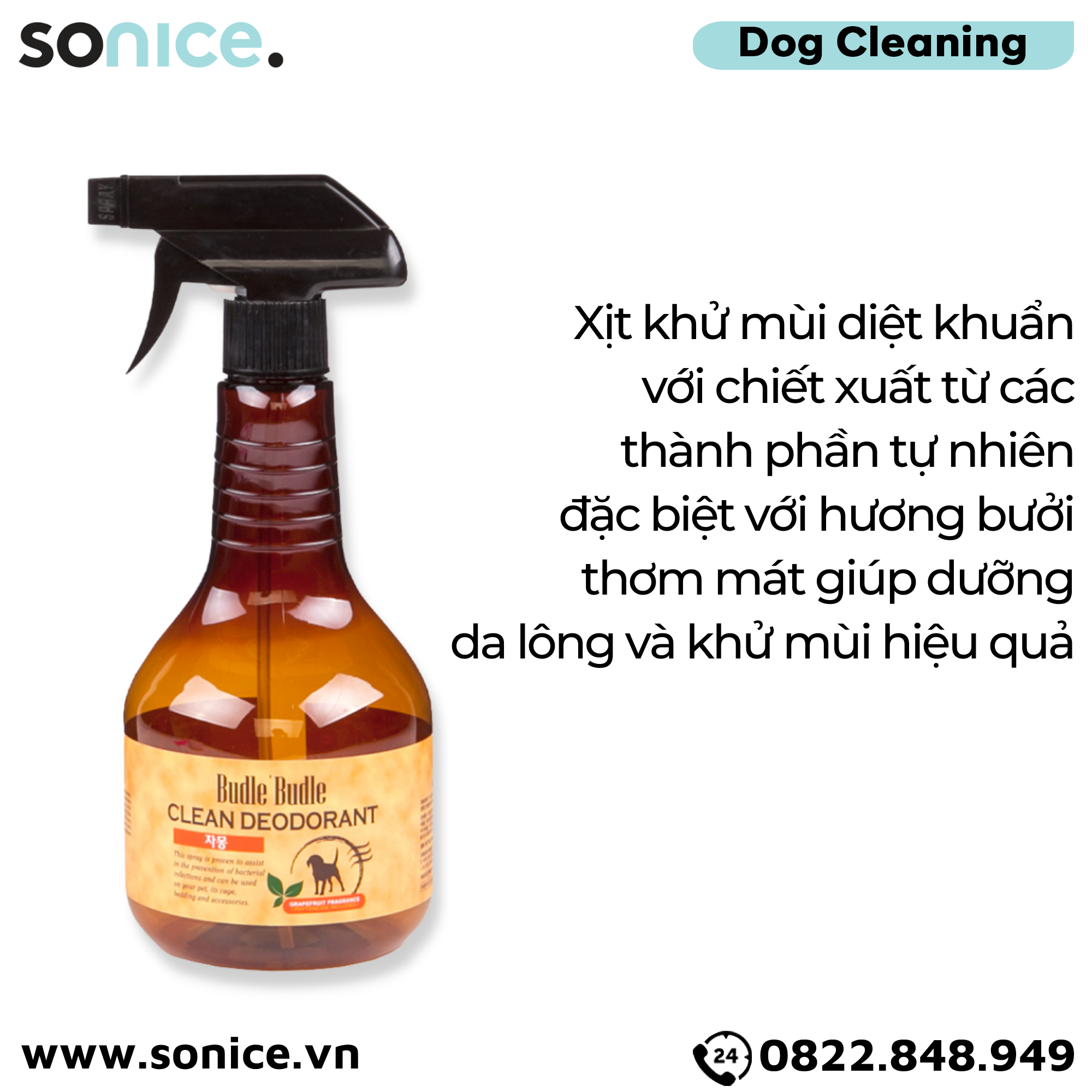 Xịt khử mùi dưỡng lông Budle Clear Deodorant Grapefruit Fragrance 530ml - Hương bưởi thơm mát SONICE.