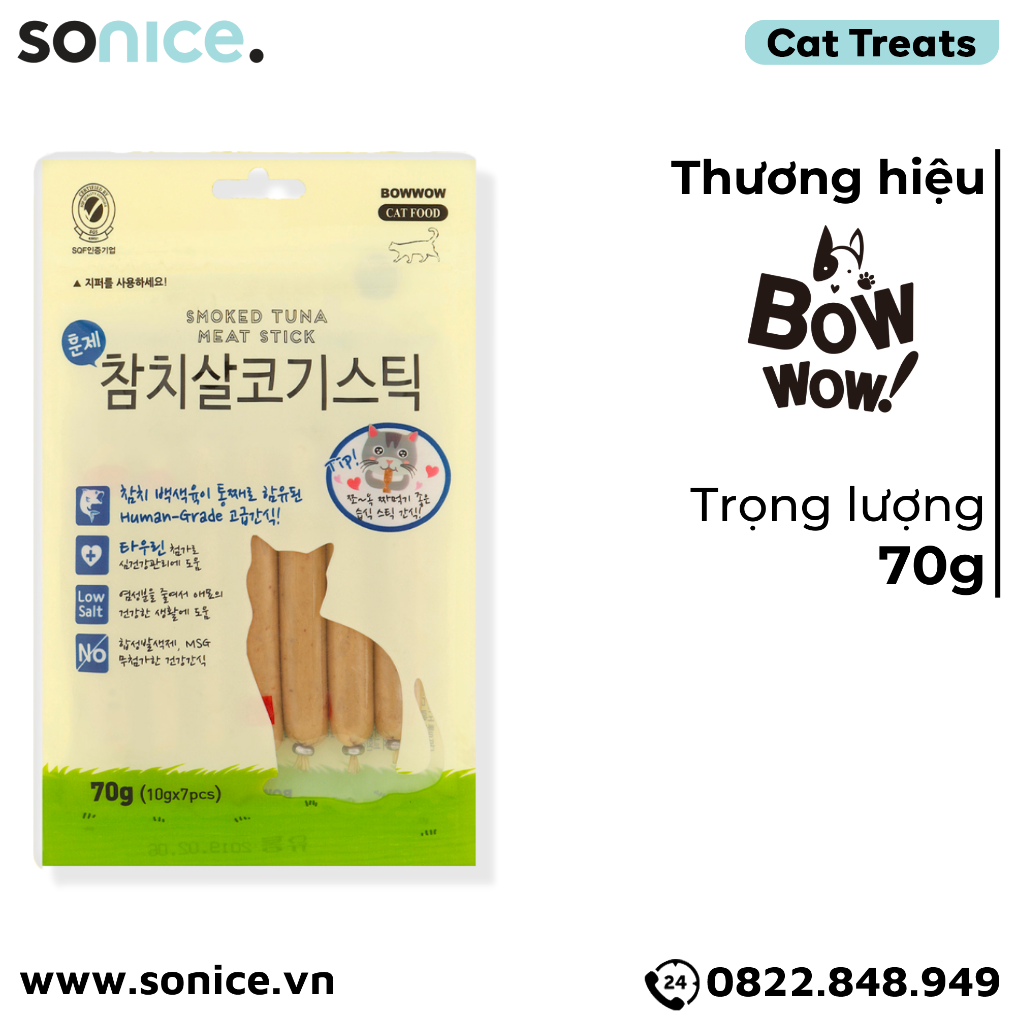 Xúc xích Cá Ngừ Petsmix Smoked Tuna 70g - Hỗ trợ xương khớp & hệ thần kinh cho mèo SONICE.