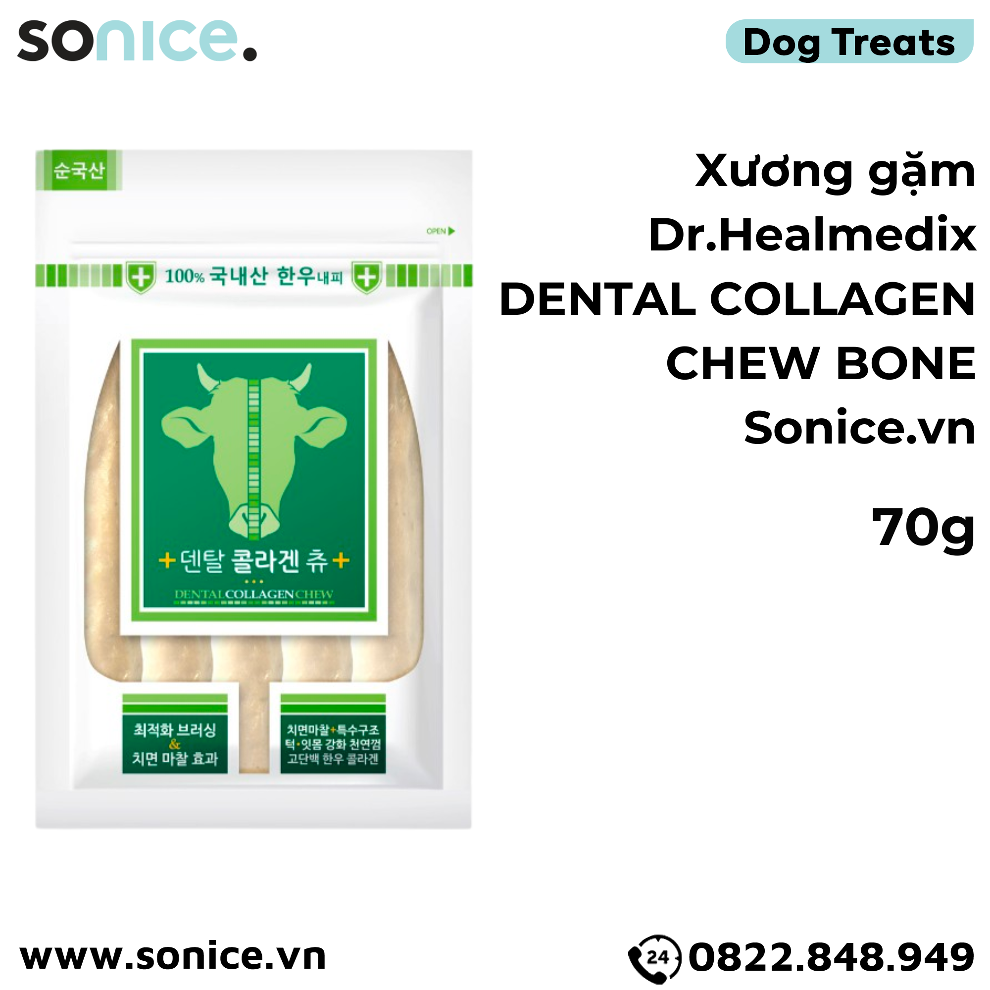 Xương gặm Dr.Healmedix Dental Collagen Chew Bone 70g SONICE.