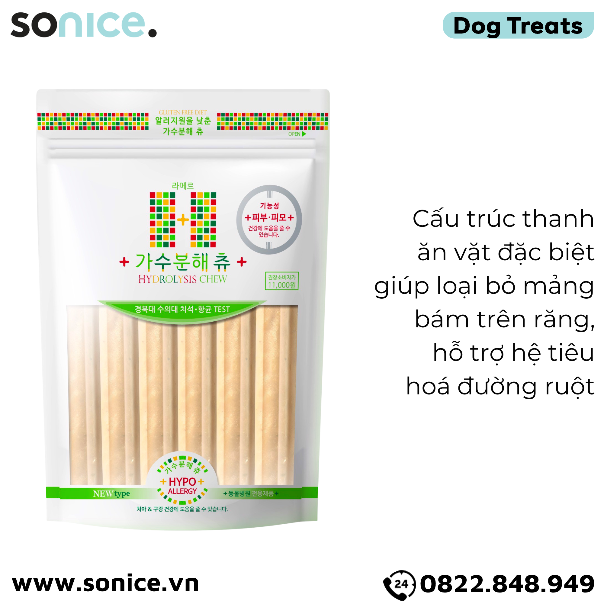 Xương gặm Dr.Healmedix Hydrolysis Chew 150g - Lợi khuẩn sạch răng SONICE.