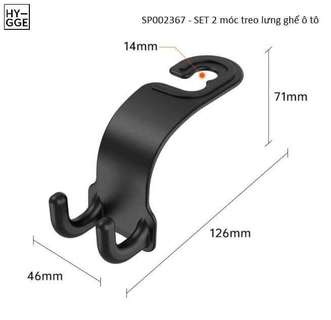  Set 2 móc treo sau lưng ghế ô tô đa năng 