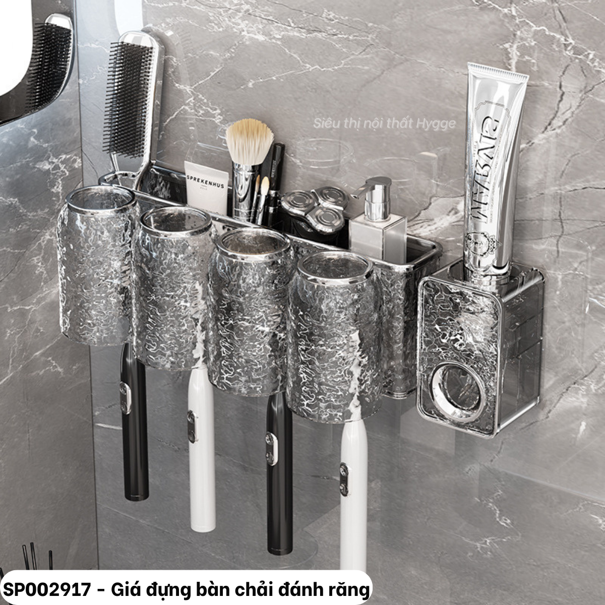 Giá đựng bàn chải đánh răng CÓ NGĂN ĐỂ ĐỒ treo tường