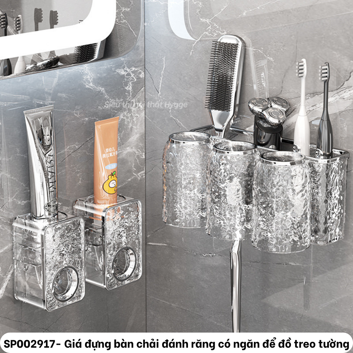 Giá đựng bàn chải đánh răng CÓ NGĂN ĐỂ ĐỒ treo tường