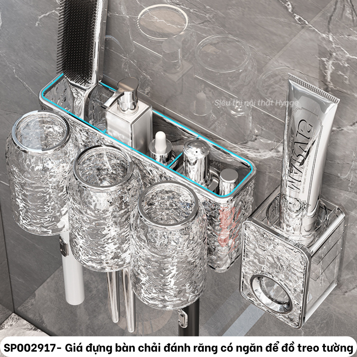 Giá đựng bàn chải đánh răng CÓ NGĂN ĐỂ ĐỒ treo tường