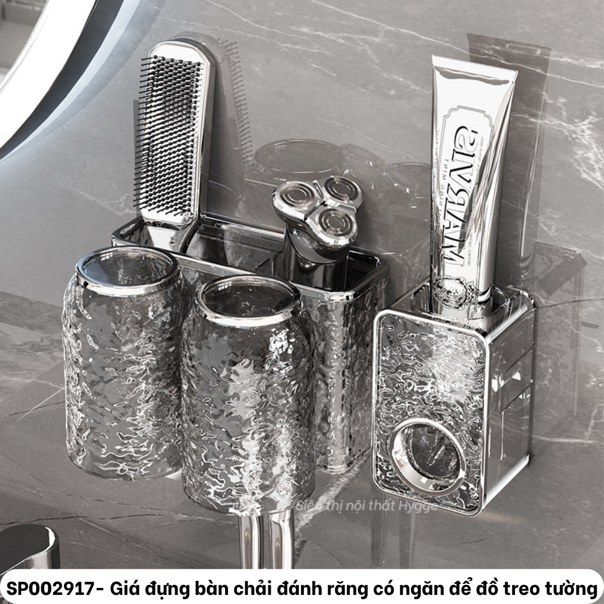 Giá đựng bàn chải đánh răng CÓ NGĂN ĐỂ ĐỒ treo tường