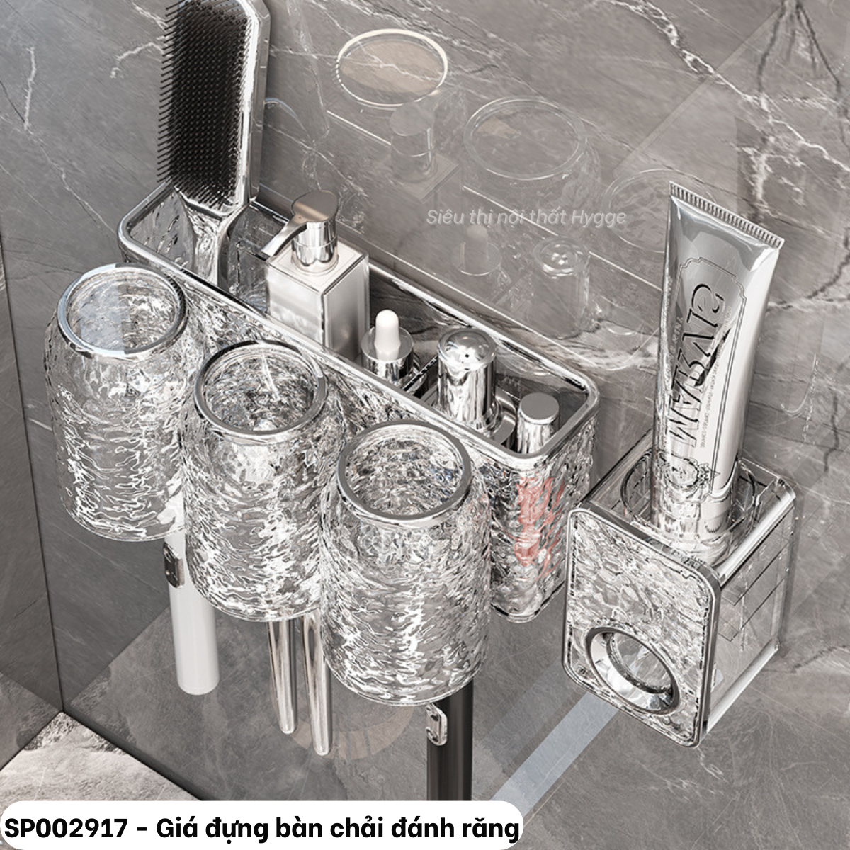 Giá đựng bàn chải đánh răng CÓ NGĂN ĐỂ ĐỒ treo tường