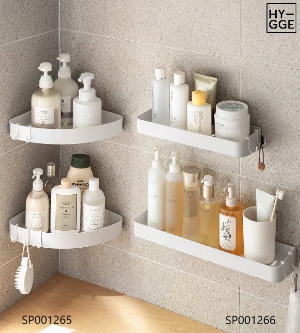 Kệ góc nhựa kèm móc Trắng