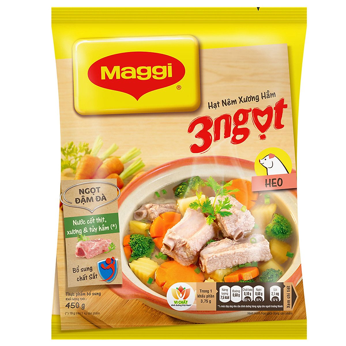 Hạt Nêm Maggi 3 Ngọt Vị Heo (450g)