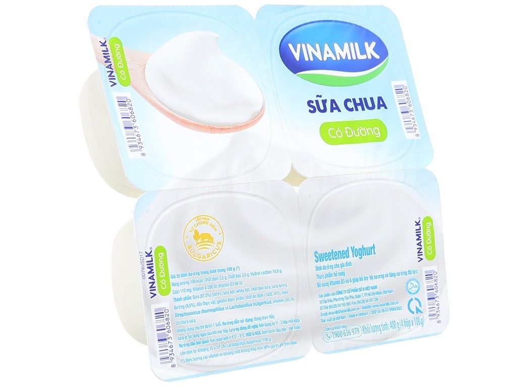  Sữa Chua Vinamilk Có Đường Hũ 100g 