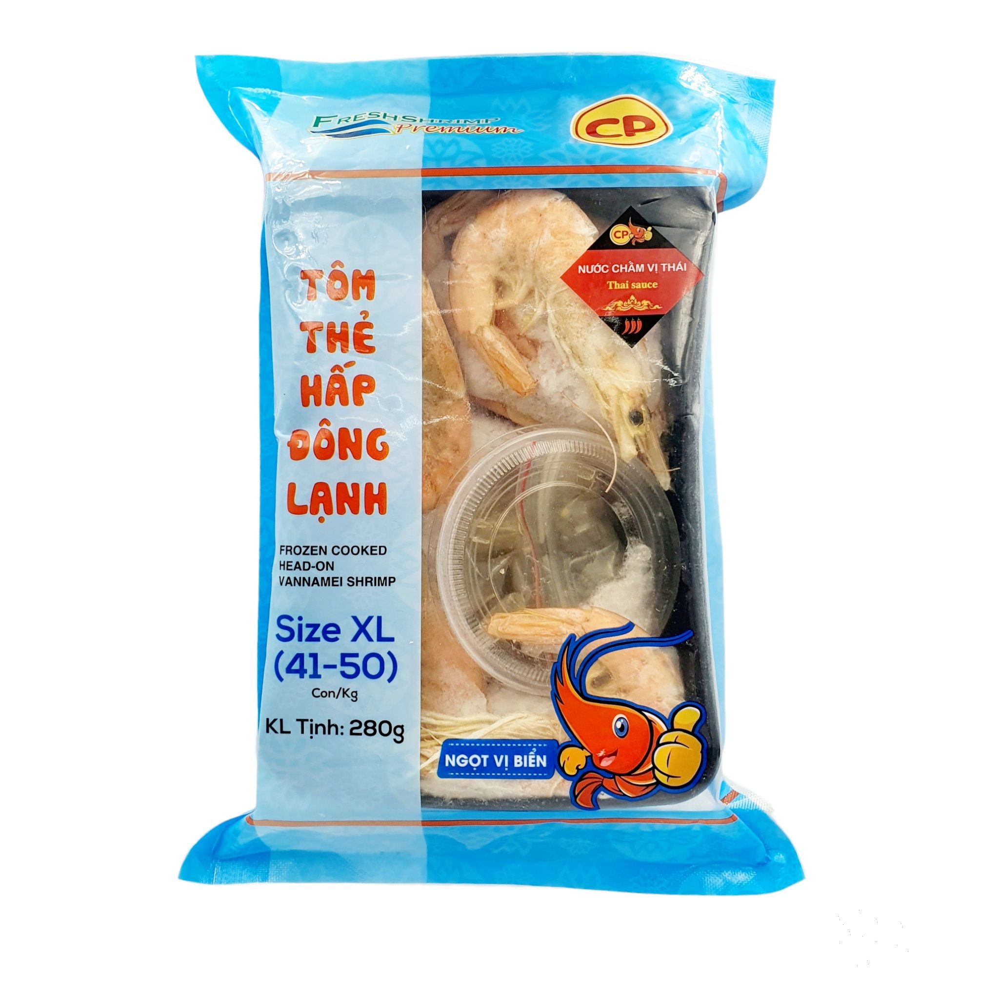 Tôm Thẻ Hấp Chín Nguyên Con 280G - CP