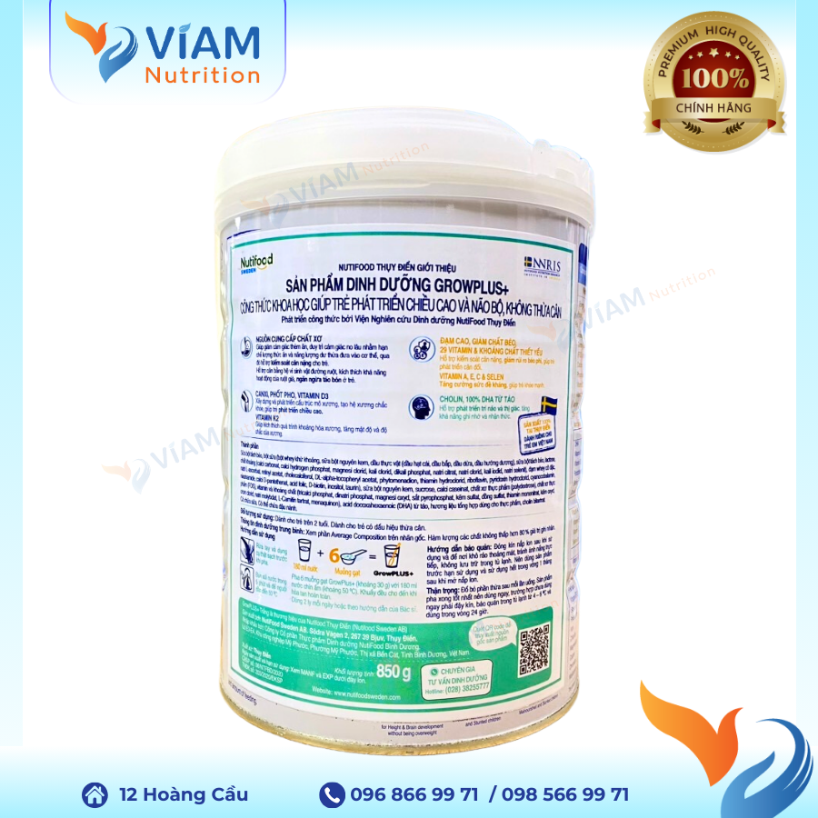 Sữa GrowPLUS+ Trắng 850g (từ 2 tuổi)