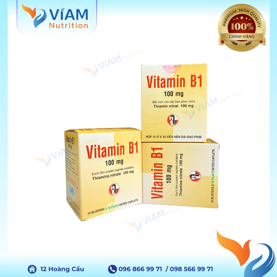 Vitamin B1 100mg (Vỉ 10 viên)
