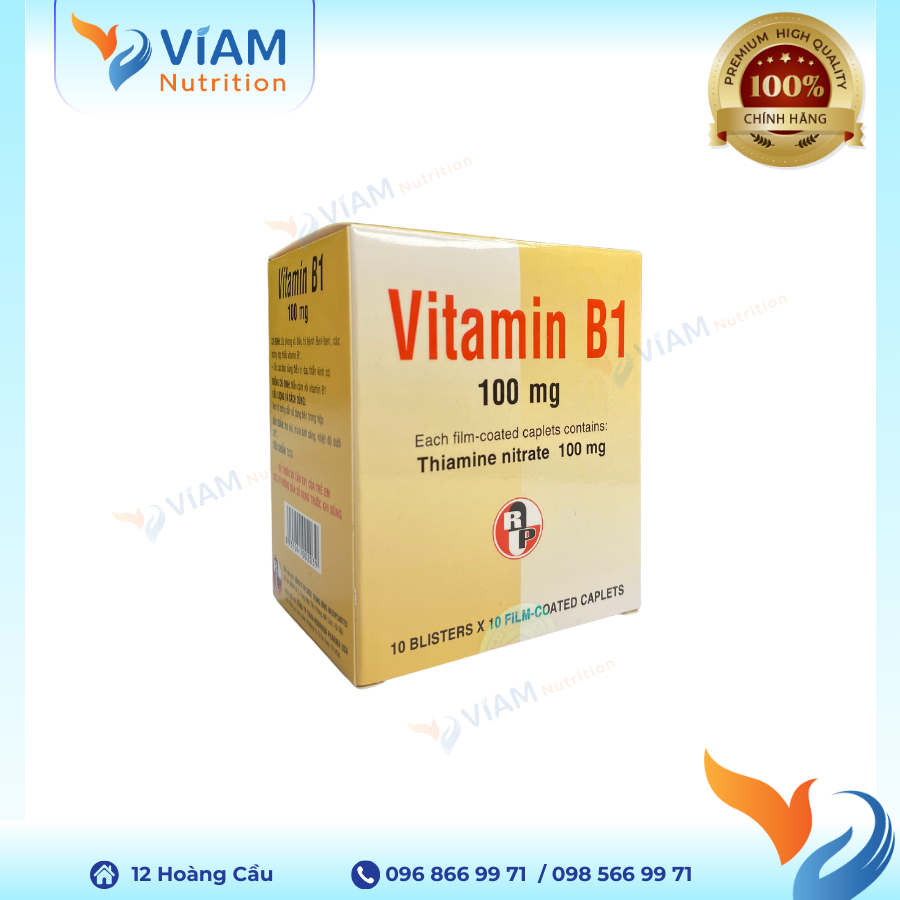 Vitamin B1 100mg (Vỉ 10 viên)