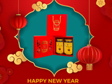  Happy New Year - Túi Ivory đỏ 2 lọ (hũ) 200g BÒ MIẾNG (Có Hộp chia ngăn bên trong) 