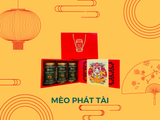  MÈO PHÁT TÀI - Túi Ivory đỏ 3 lọ (hũ) 200g BÒ MIẾNG (Có Hộp chia ngăn bên trong) 