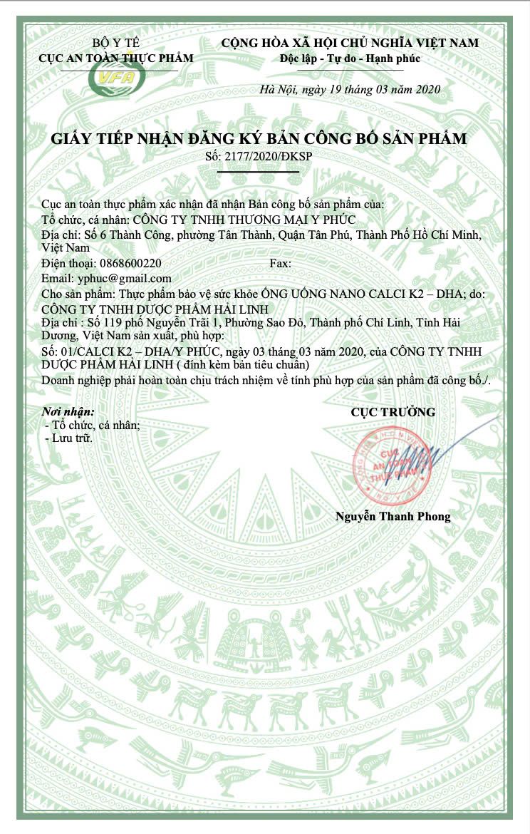 Ống uống Nano Calci K2 - DHA