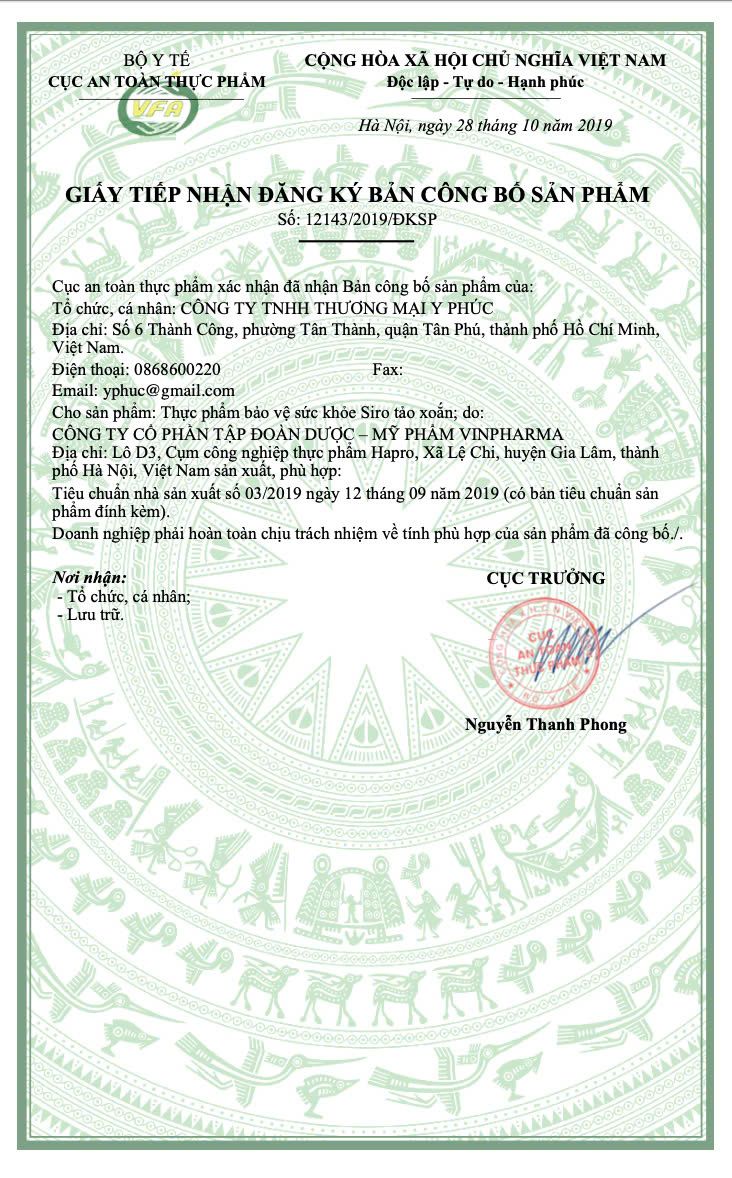 Siro tảo xoắn dạng chai